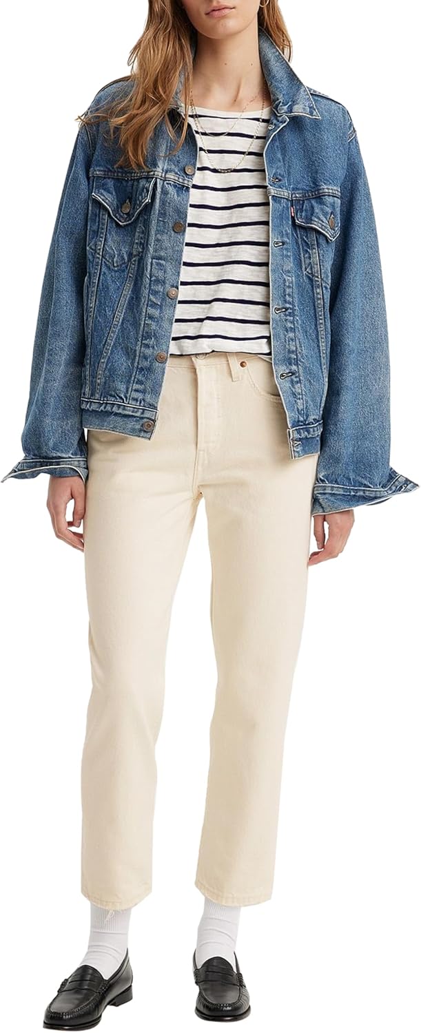 Detalle de Levi's 501 Crop Vaqueros Ecru Booper No Damage para mujer (25W / 26L)