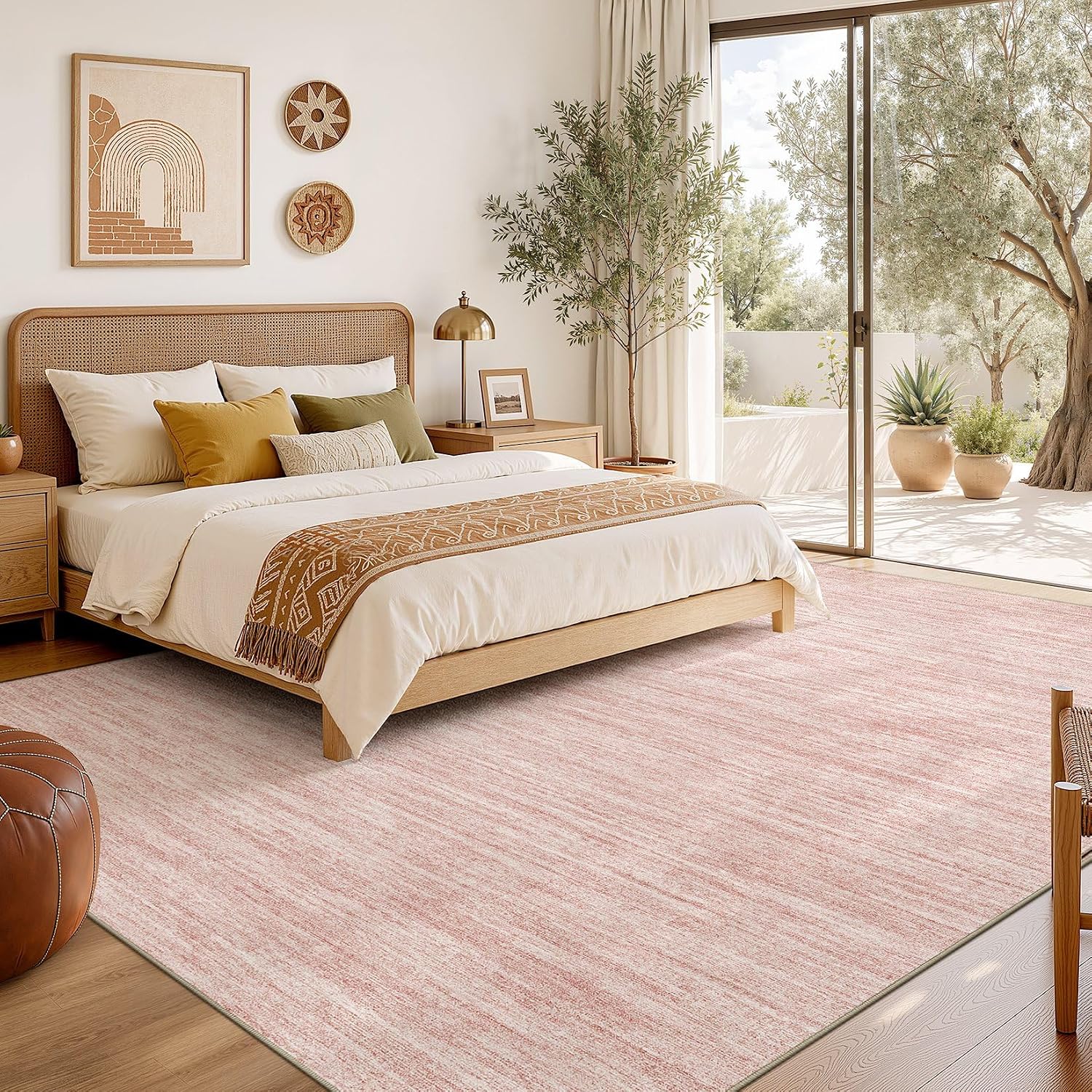 Thumbnail 5 de Nakagishi Neutral 10' x 12' Pink Washable Area Rug, Low-Pile Polyester