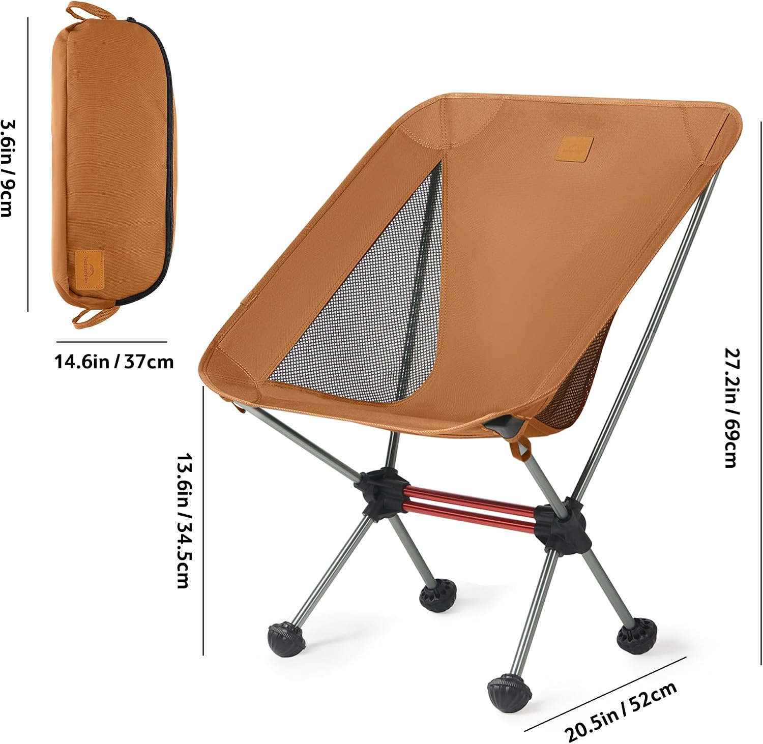 Detalle de Naturehike CNK2350JJ016 opvouwbare campingstoel, 150 kg, Oxford 600D en mesh