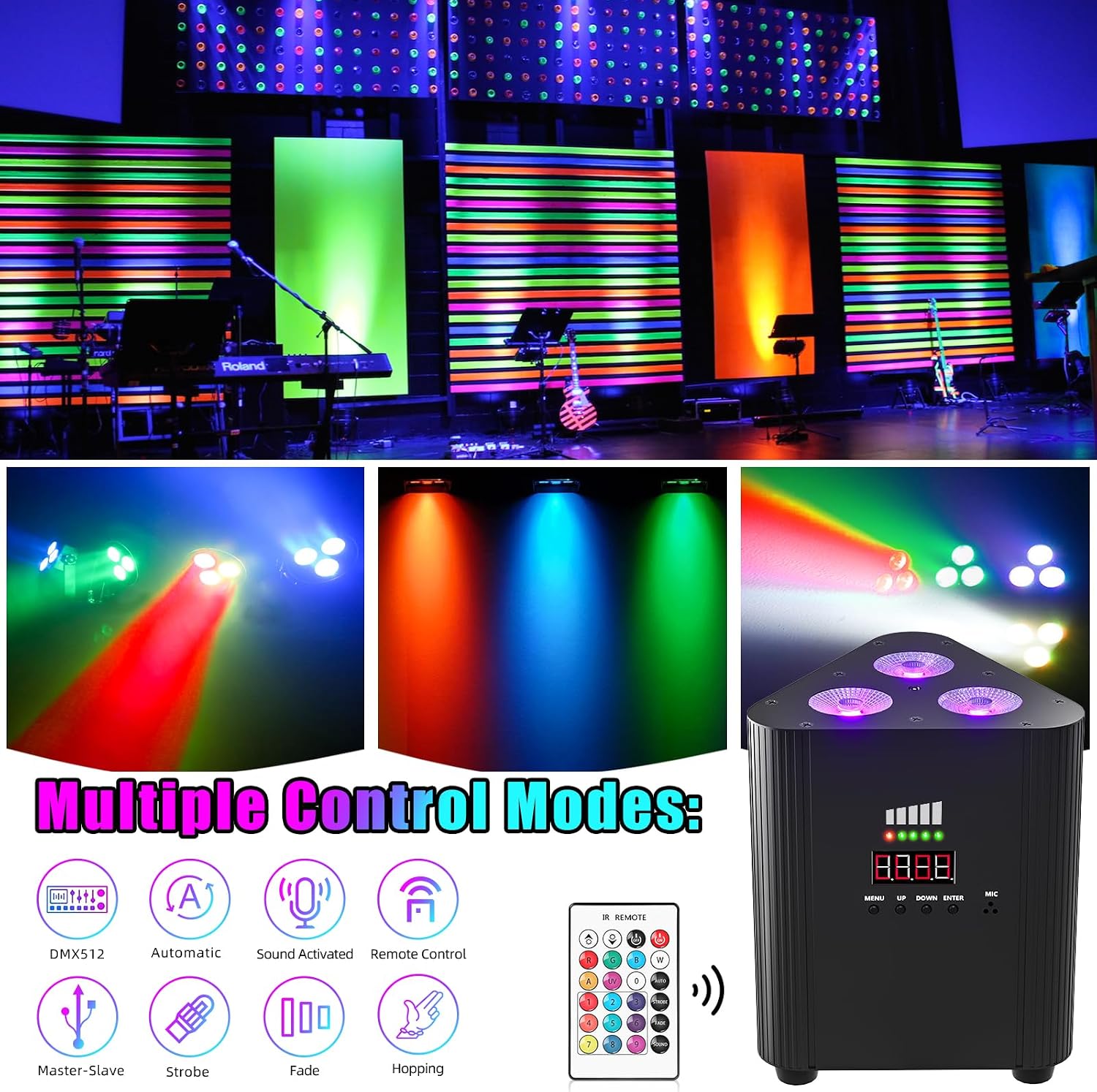 Thumbnail 3 de HOLDLAMP ZQ01449 Rechargeable Wireless RGBW LED PAR Light with Remote and DMX