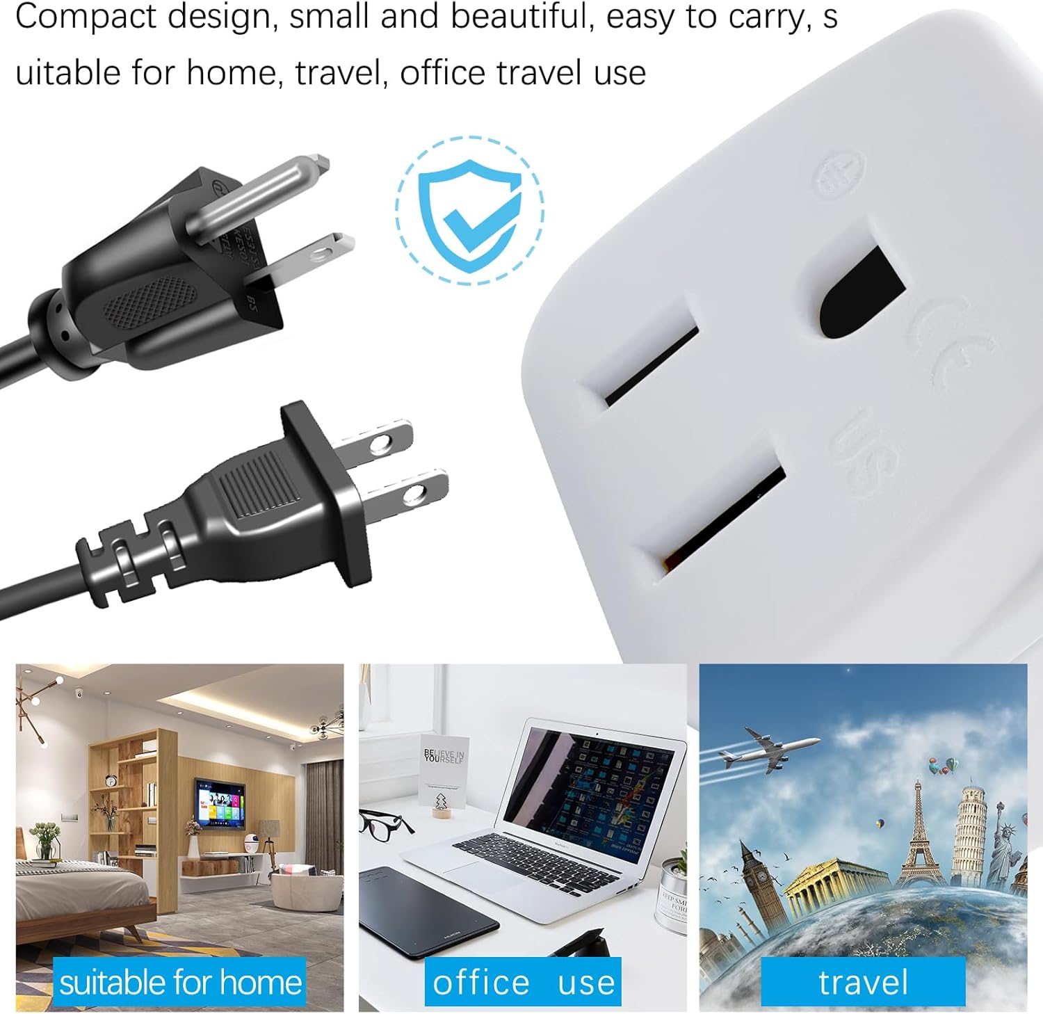 Detalle 2 de XGKEGS US to UK plug adapter 2 pack