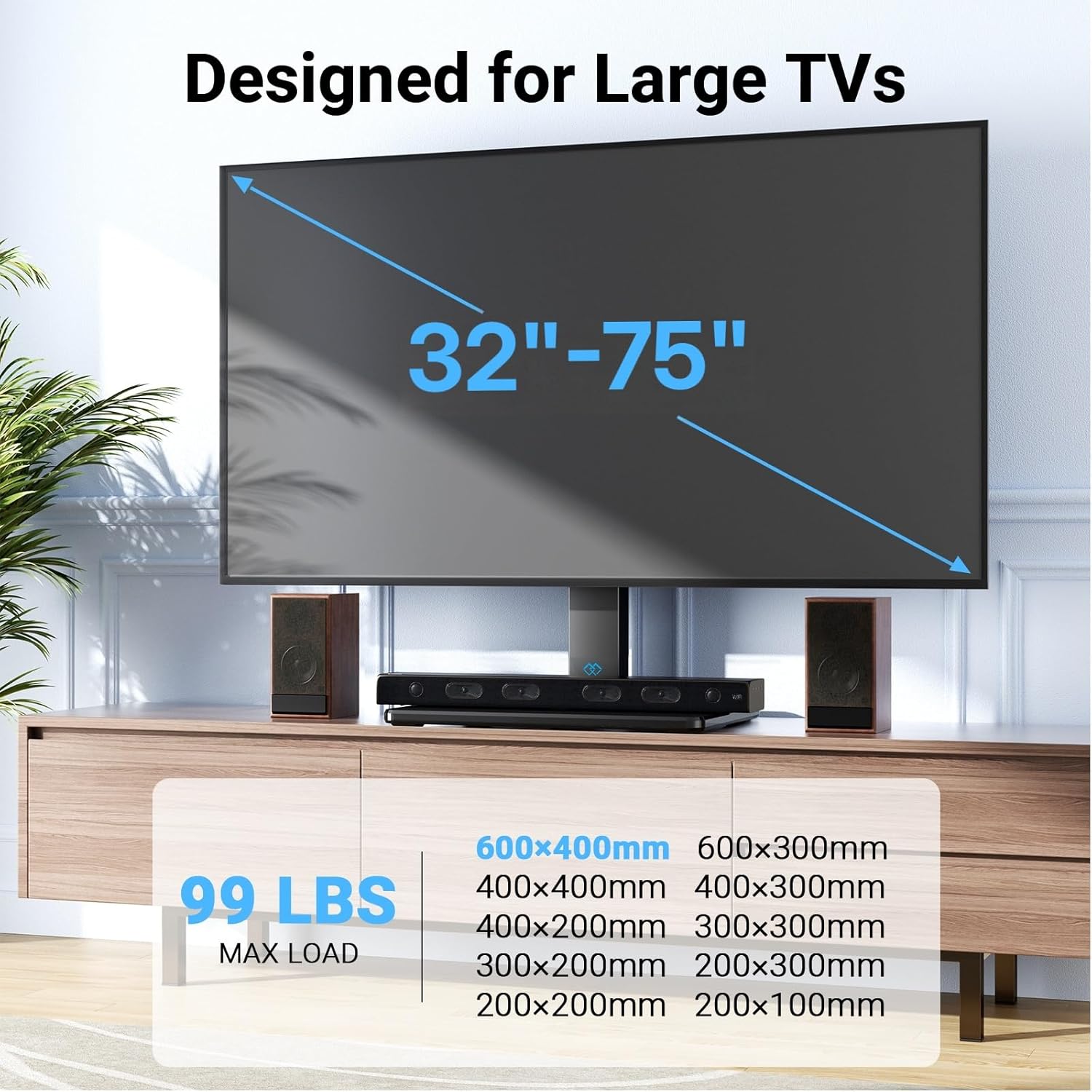 Thumbnail 1 de PERLESMITH PSTVS02-N1 Universal Swivel TV Stand for 32-75 inch TVs