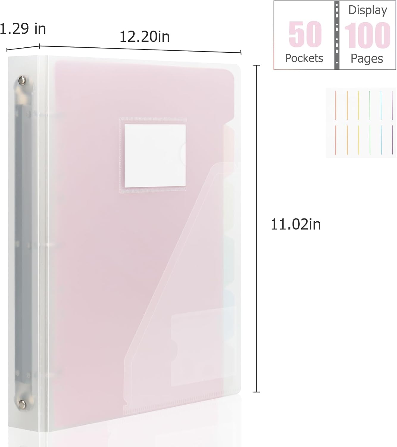 Detalle de Uquelic Präsentationsbuch mit Ringmechanik, 50 glasklare A4 Klarsichthüllen (50 Mikron) & 6 PP-Trennblätter
