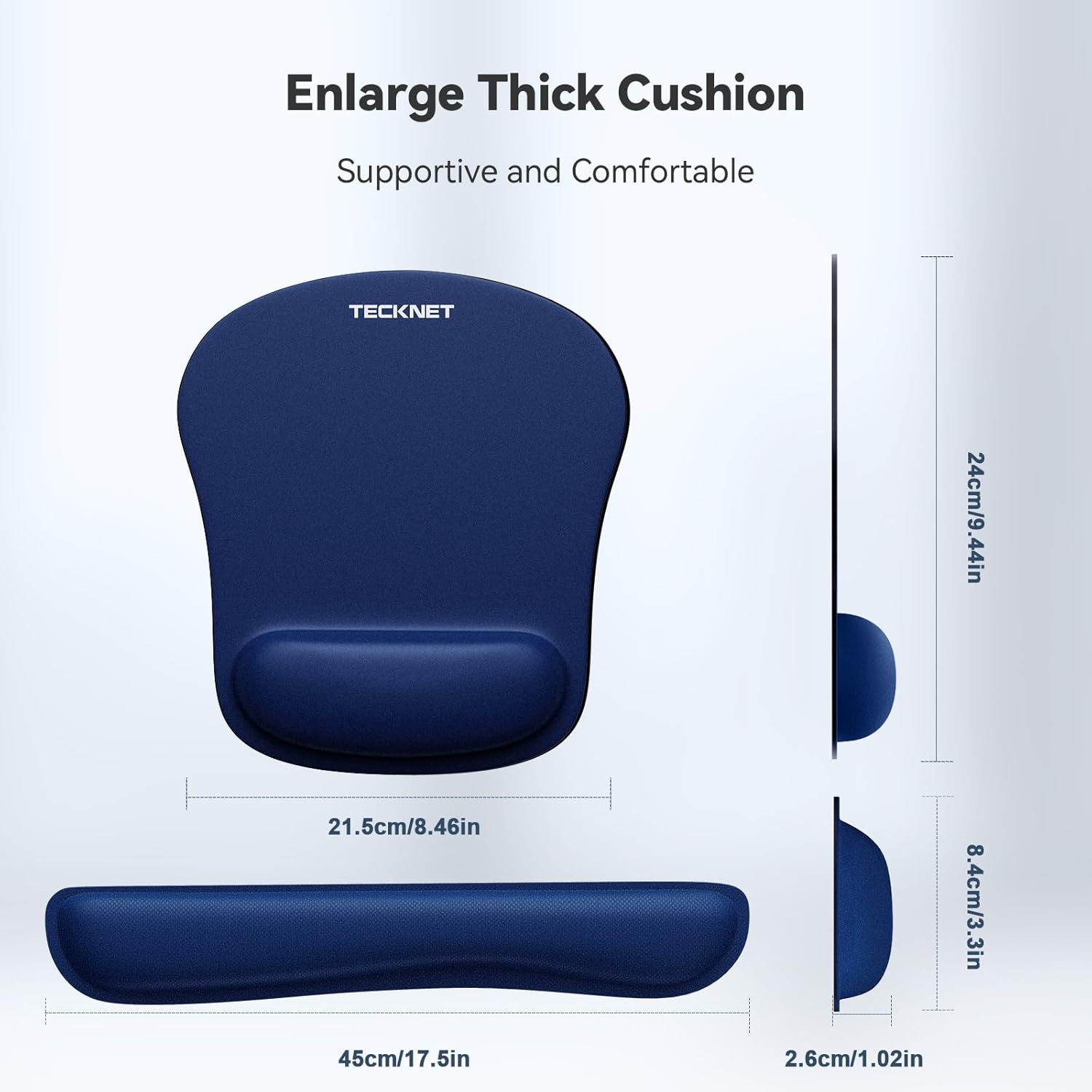 Detalle de TECKNET Wrist Rest Mat: 2-in-1 Keyboard and Mouse Wrist Pad with Memory Foam