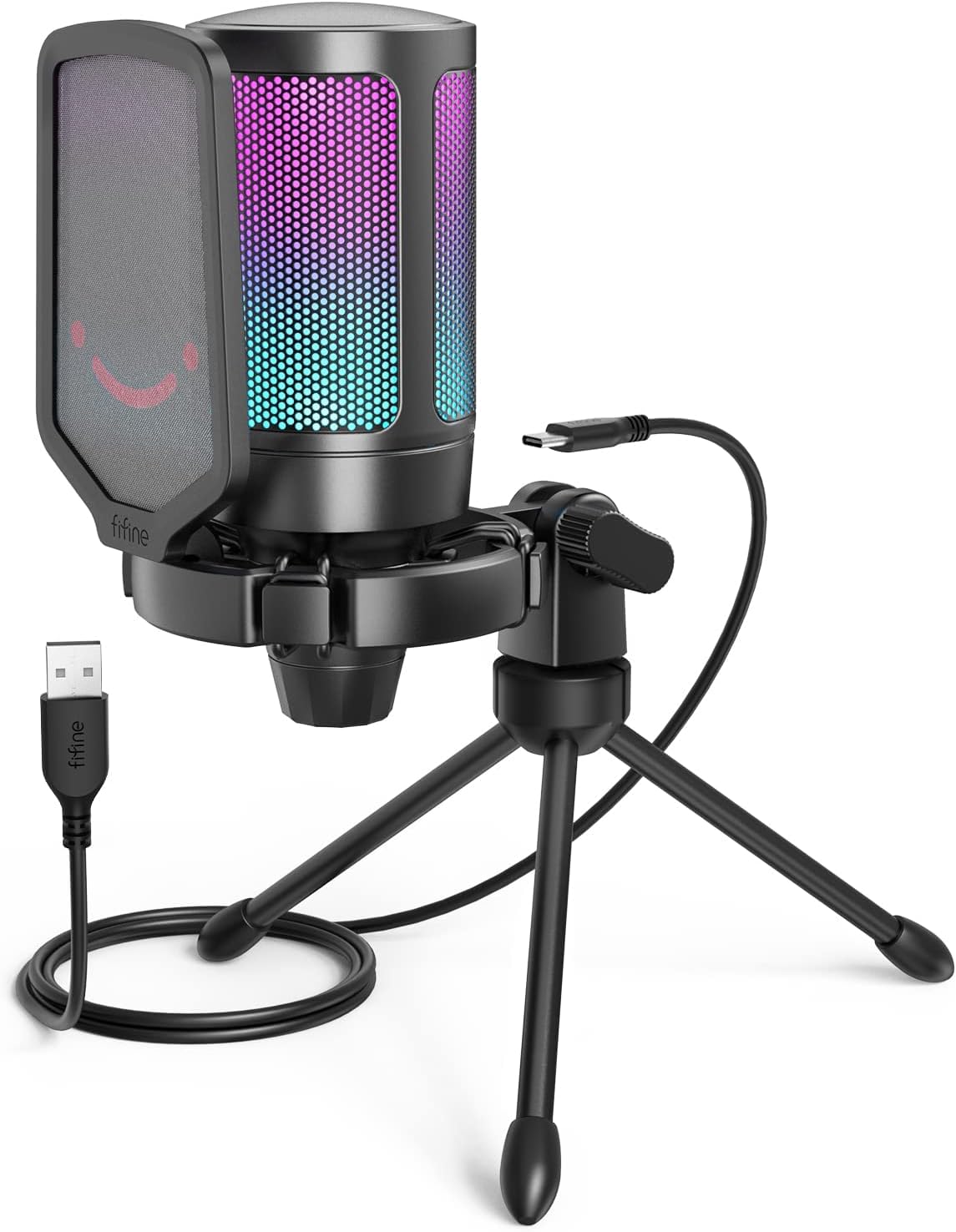 Detalle de FIFINE Gaming USB-Mikrofon für PC, Streaming & Podcast mit Quick-Mute und Ständer (für PS4/PS5, Mac)