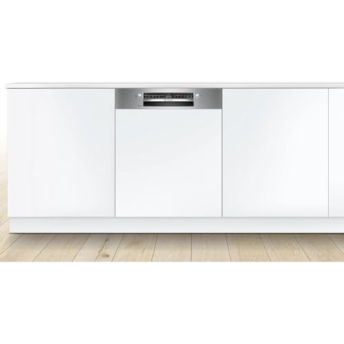 Detalle de Bosch SMI2HTS02E: Lave-vaisselle encastrable 60 cm sans façade, noir sur bandeau acier brossé