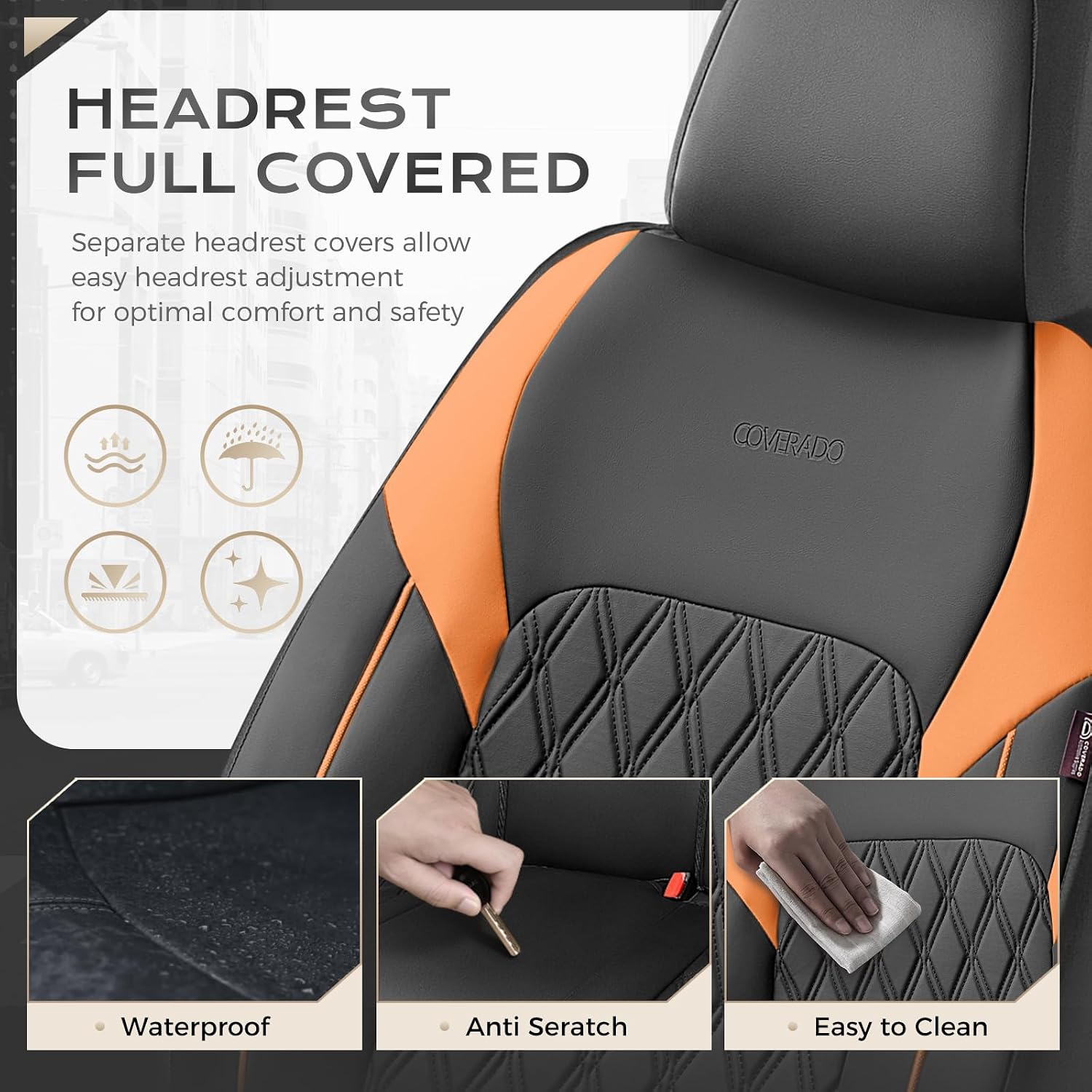 Detalle de Coverado Front Seat Covers, Faux Leather