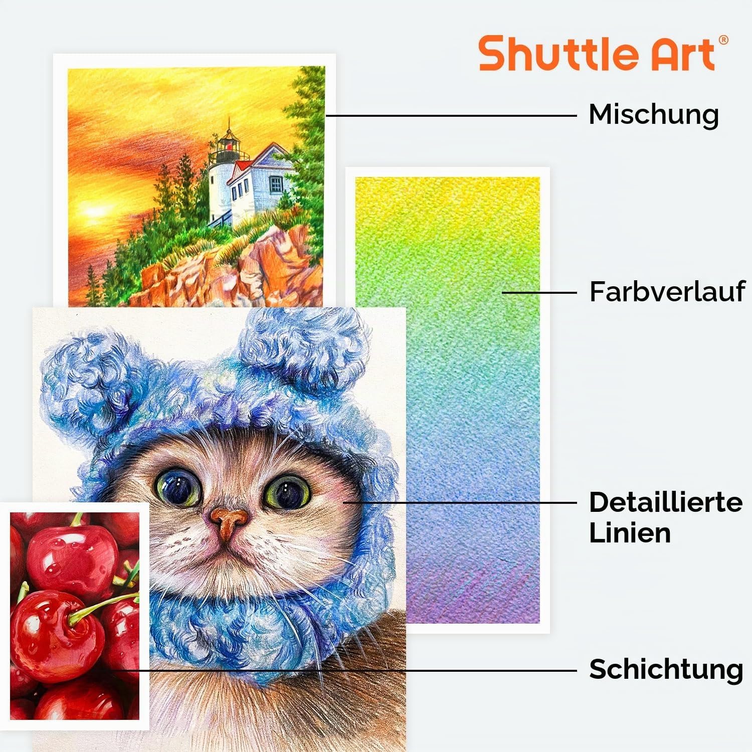 Thumbnail 6 de Shuttle Art 138 professionelles Buntstifte-Set (138 Farbstifte) inkl. Malbuch, Skizzenbuch, Zubehör