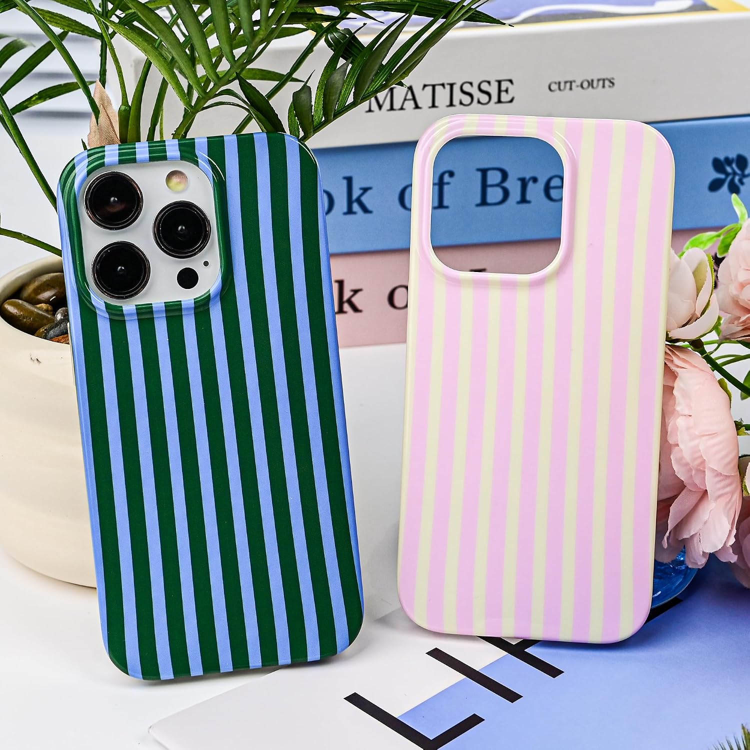 Thumbnail 6 de SleekCover for iPhone 13 Pro 6.1" — Cute Kawaii Striped TPU Case in Blue