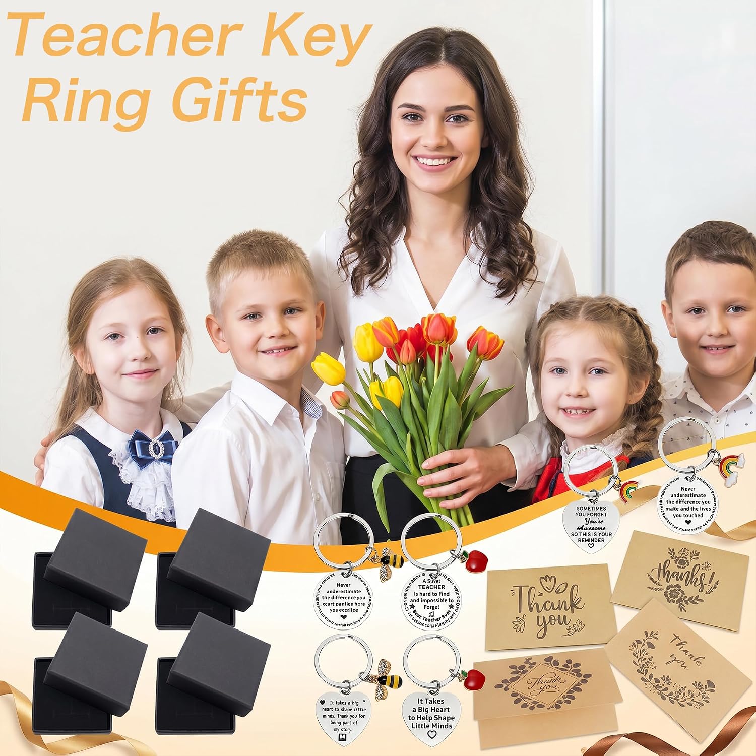 Detalle 2 de Everglit Thank You Teacher Key Ring Gifts – 6 Pack Gift Set