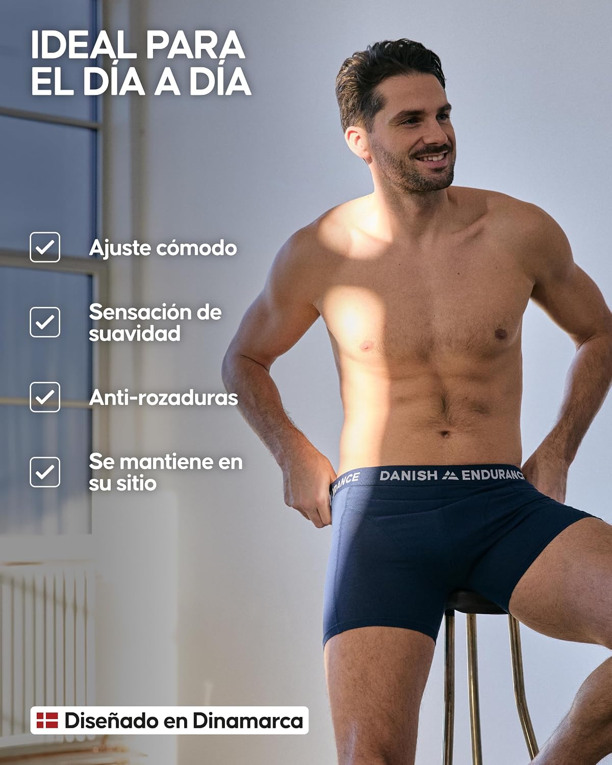 Thumbnail 2 de DANISH ENDURANCE Calzoncillos Hombre Boxer Algodón Premium Pack (4x Negro, 3x Azul Melange, 3x Verde) – L