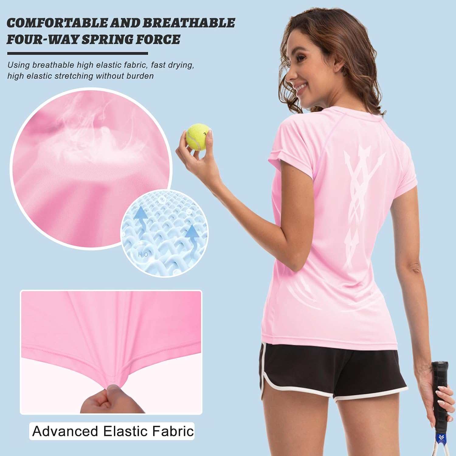 Detalle 2 de MEETWEE Rash Guard Femme Haut Anti-UV UPF 50+ – T‑Shirt de plage respirant, manches longues ou courtes