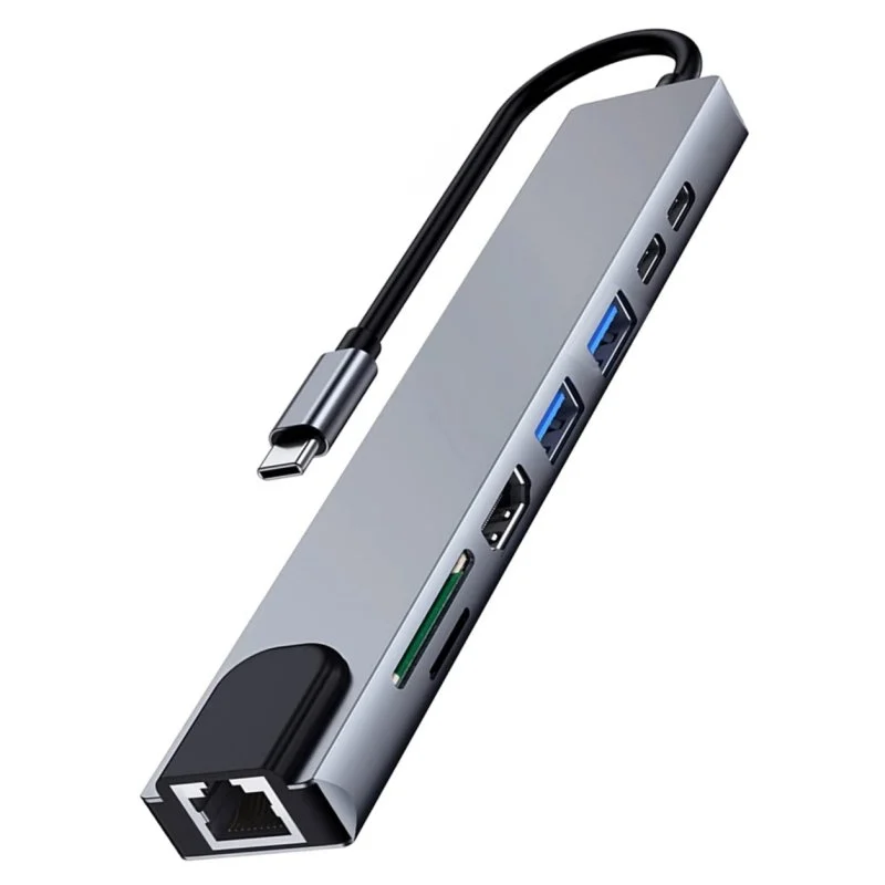 Detalle de Ewent USB-C a Dock multipuerto 8 en 1, HDMI 4K 87W