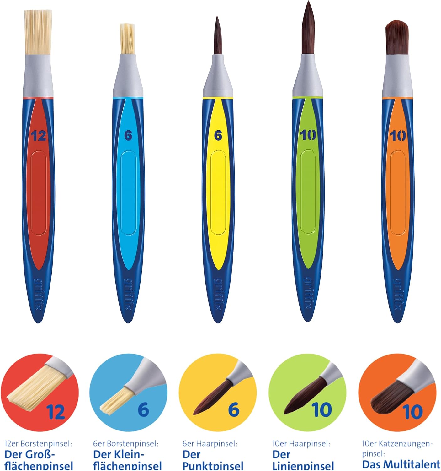 Thumbnail 2 de Pelikan griffix 5er Pinsel-Set – ergonomische Grundschulepinsel mit 5 Varietäten