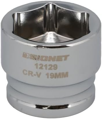 Thumbnail 1 de SIGNET 12129 3/8DR 19mm 6角ショートソケット 全長22mm・クロムバナジウム鋼
