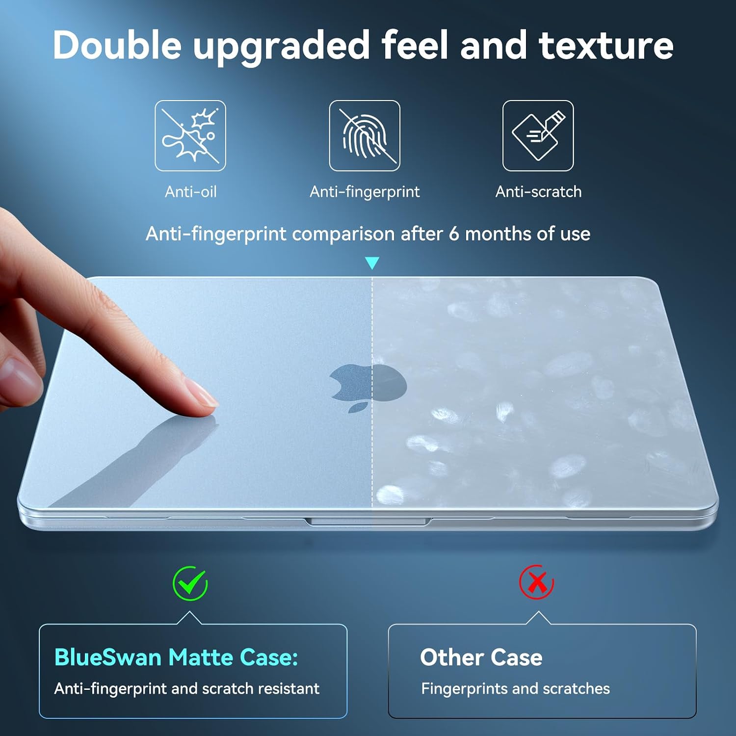 Detalle de BlueSwan Hülle für MacBook Air 13,6 Zoll M2–M5 – Himmelblau transluzent, ultradünn und matt