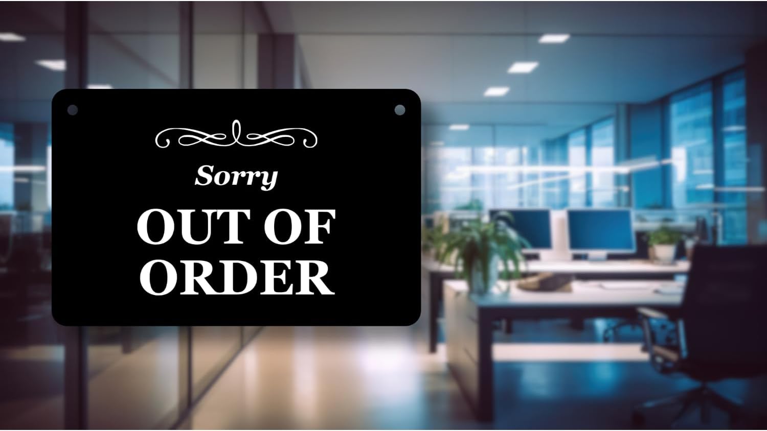 Detalle 2 de Stylish 'Sorry OUT OF ORDER' Hanging Plaque – Waterproof Acrylic Sign with Black Twine