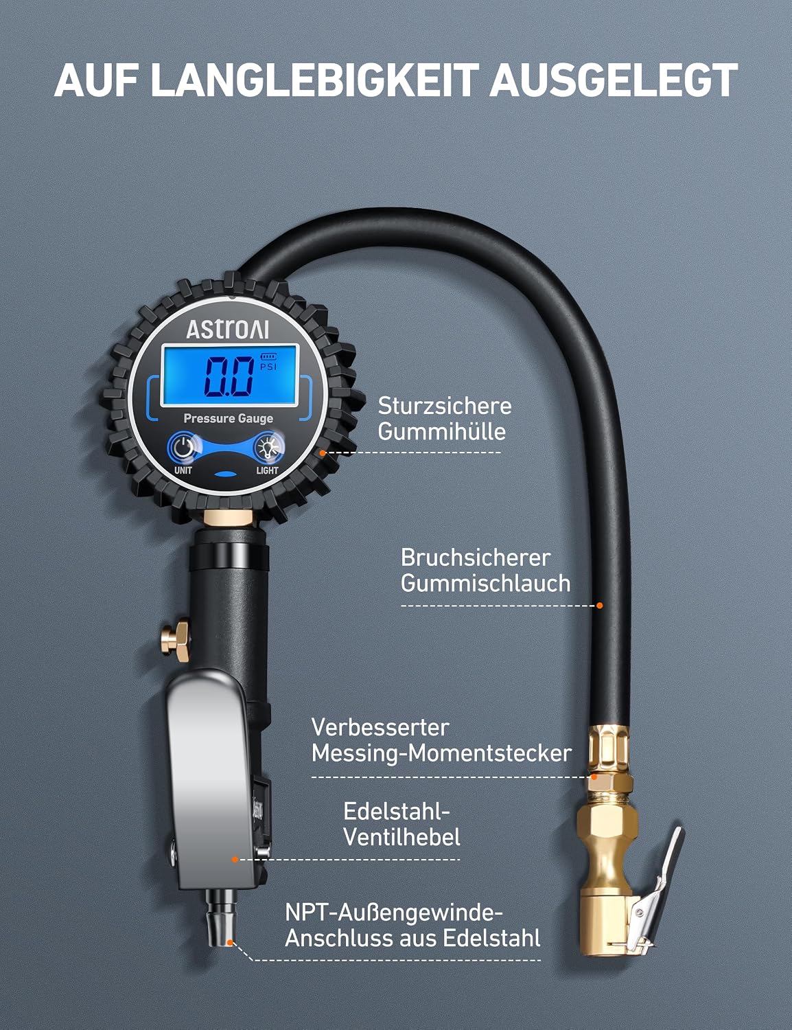 Detalle 2 de AstroAI Digitaler Reifenfüller mit 250 PSI