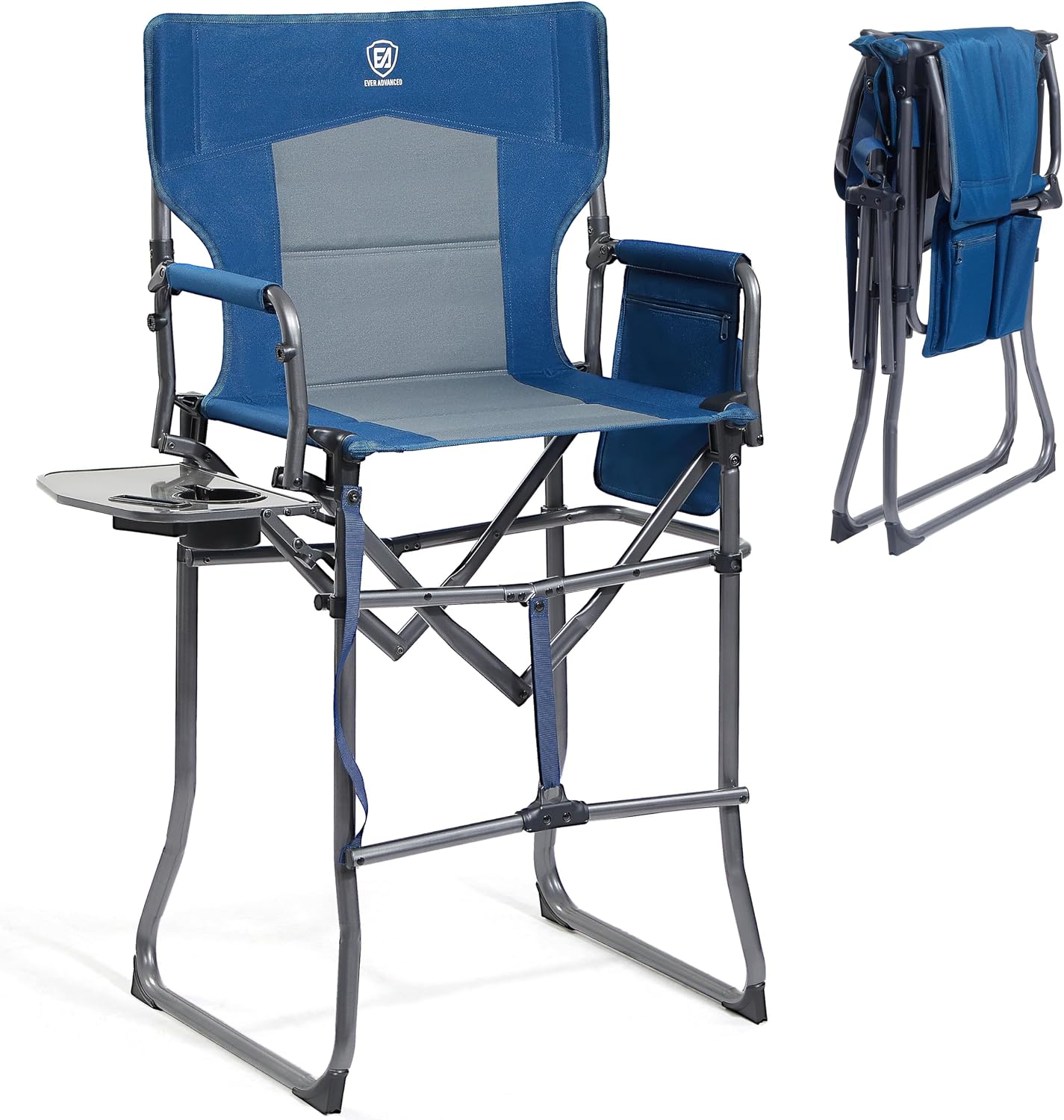 EVER ADVANCED EA-DC-1026T Tall Camping Chair with 30.7-Inch Seat and Side Table