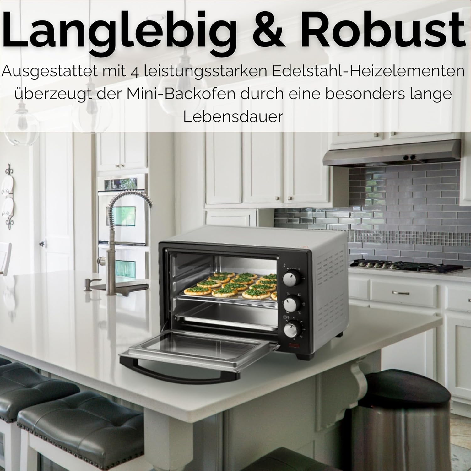 Detalle 2 de Steinborg 25 Liter Mini Backofen mit Umluft – kompakter Allrounder für Hausküche