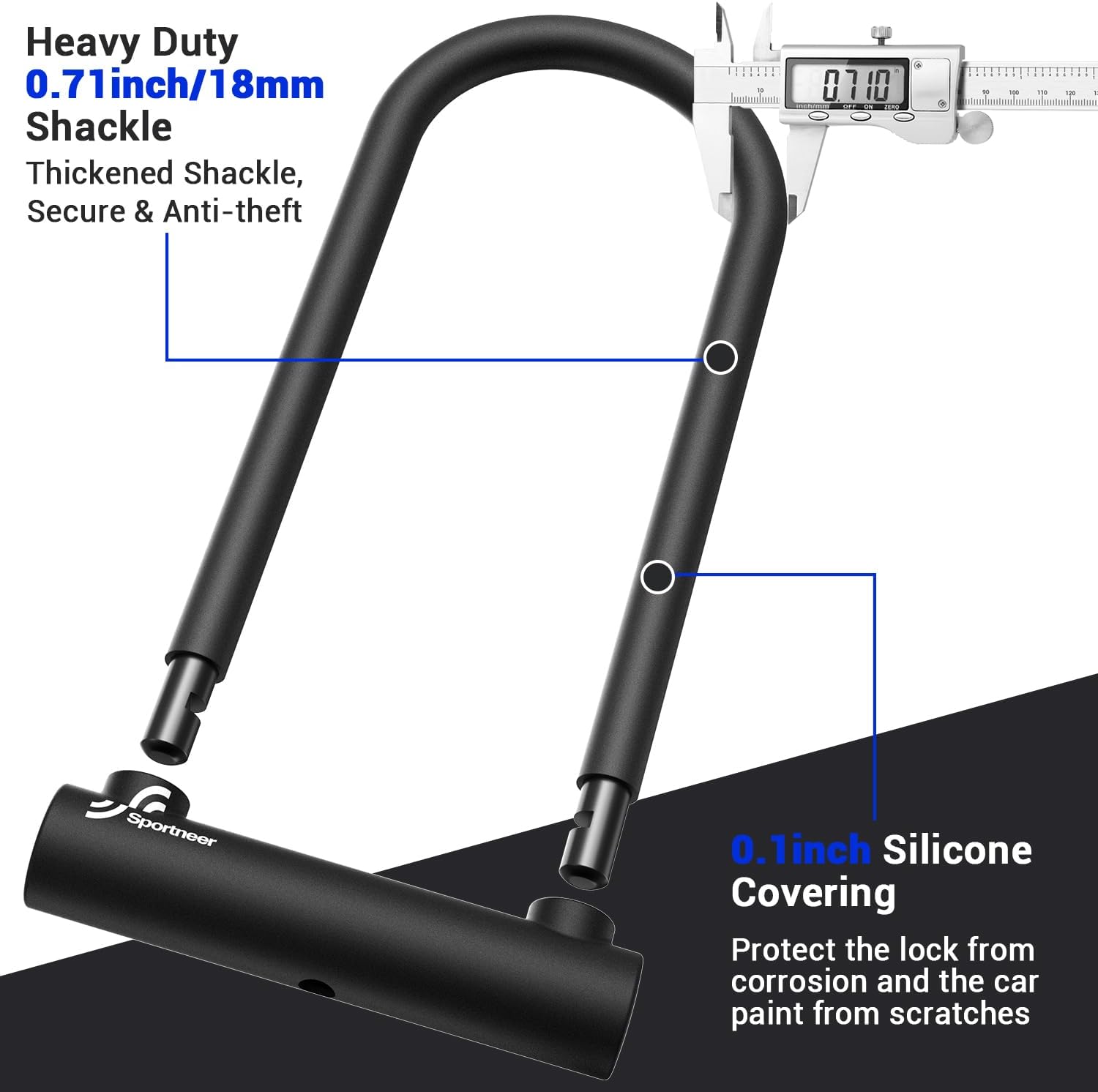 Detalle 2 de Sportneer 18mm Bike U Lock
