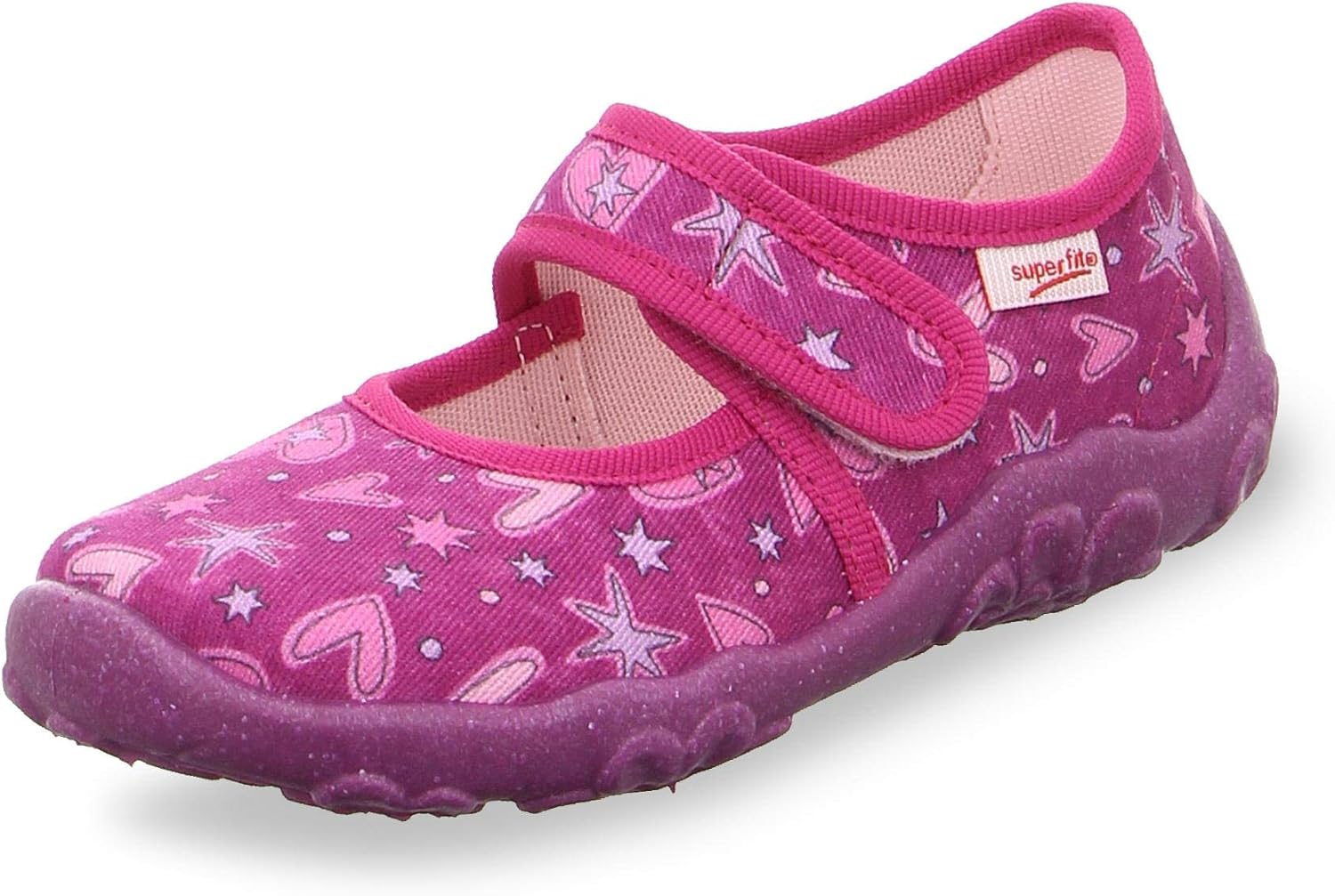 Detalle de Superfit Mädchen Bonny Hausschuhe Pink/Lila 32 EU – Bequeme Klett-Hausschuhe für zu Hause