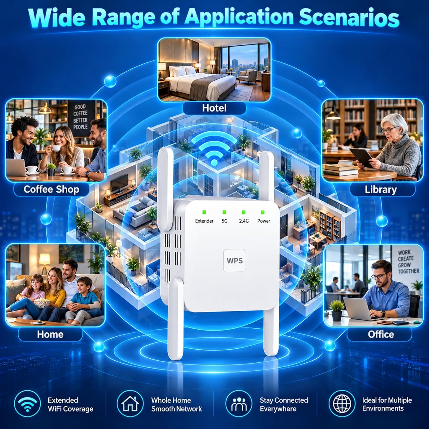 Thumbnail 4 de PEDUMMY AC1200 WiFi Extender, Dual-Band 1200 Mbps with Ethernet Port