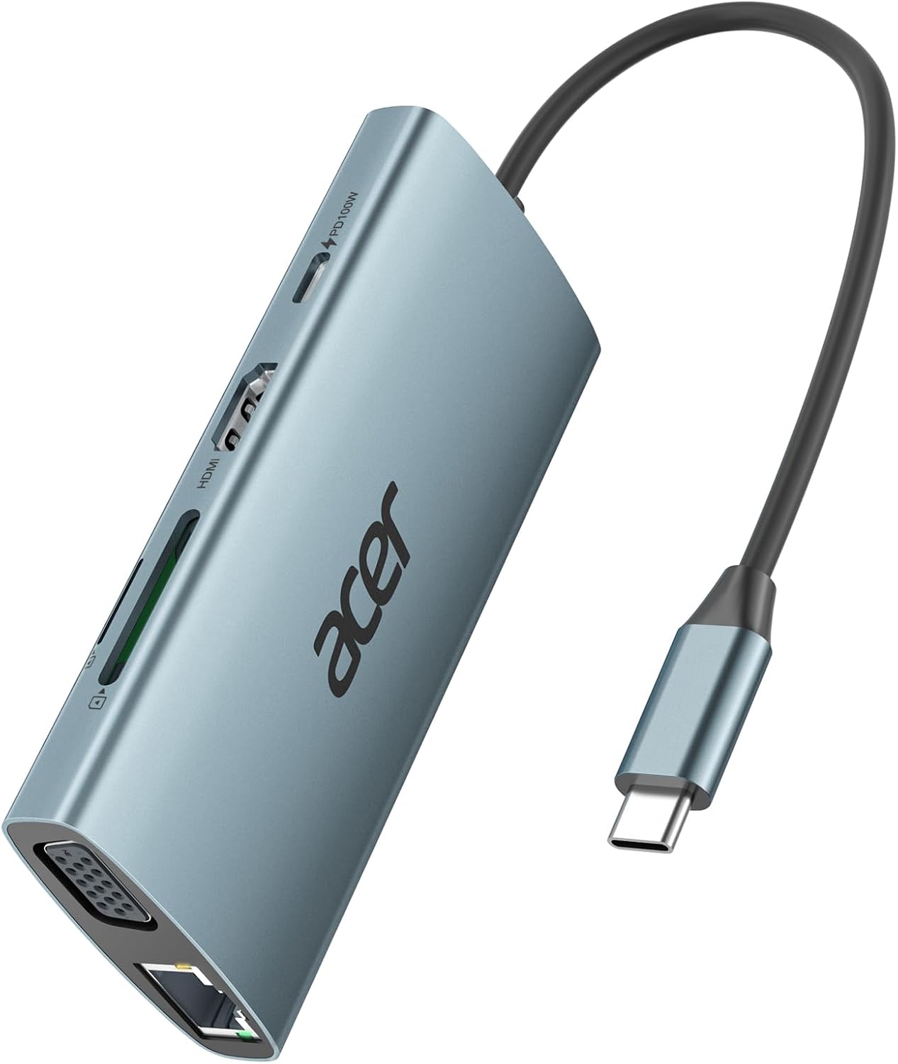 Detalle de Acer USB‑C 9‑in‑1 Hub with 100W PD ⚡🖥