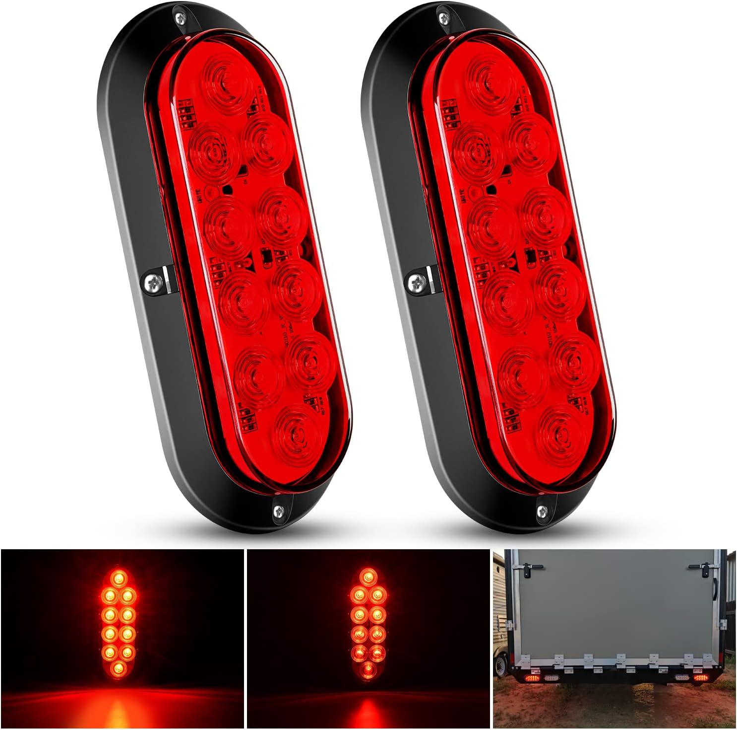 Imagen de Nilight 6 Inch Oval Red LED Trailer Tail Light en OfertitasTOP