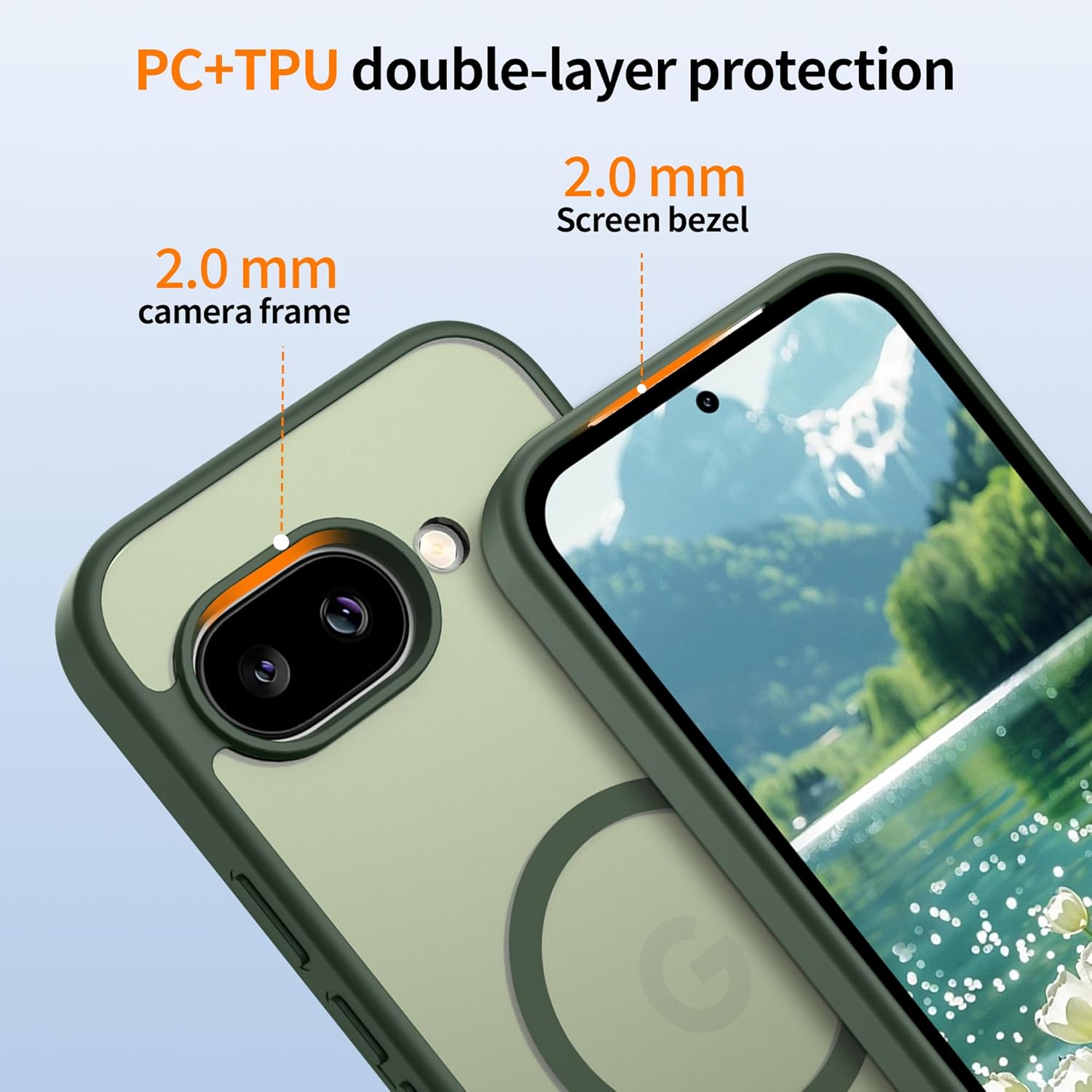 Thumbnail 6 de Jshru Magnetic Case for Google Pixel 9A – Sage Green (MagSafe Compatible) with 2x HD Screen Protectors