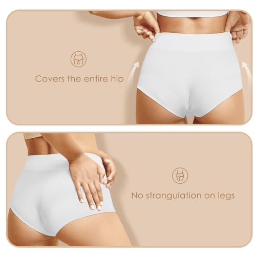 Detalle 2 de YouShow Underwear Women High Waisted Seamless Knickers — 5 Pack, White, 2XL