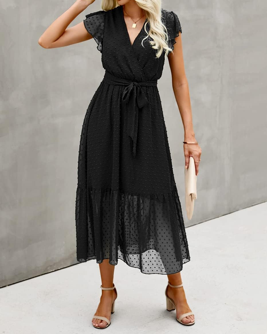 Detalle 2 de BTFBM Women Bohemian Wrap Midi Dress White