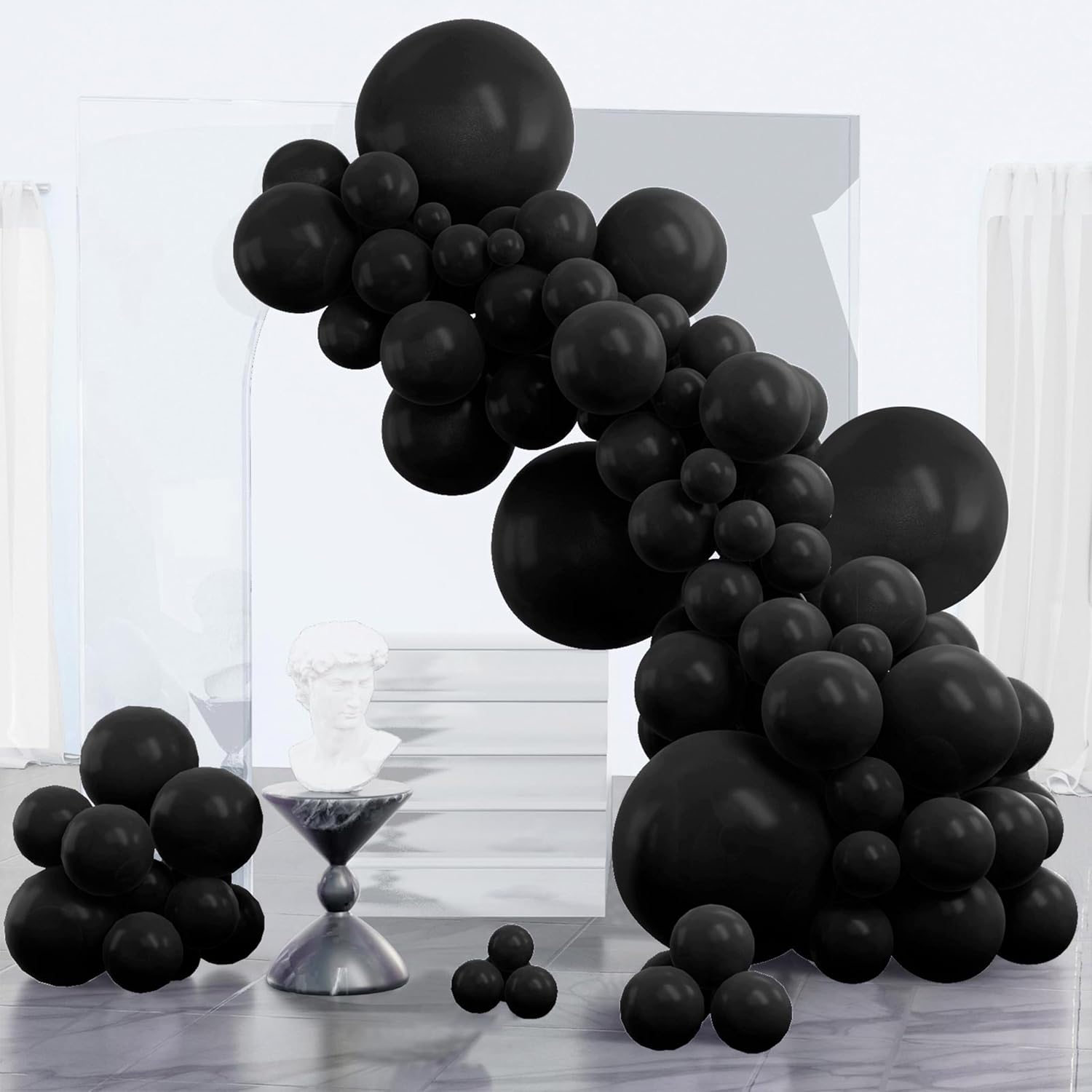 Detalle de PartyWoo Black Balloons Arch Kit, 152-Piece Set (18/12/10/5 Inch Black Balloons)