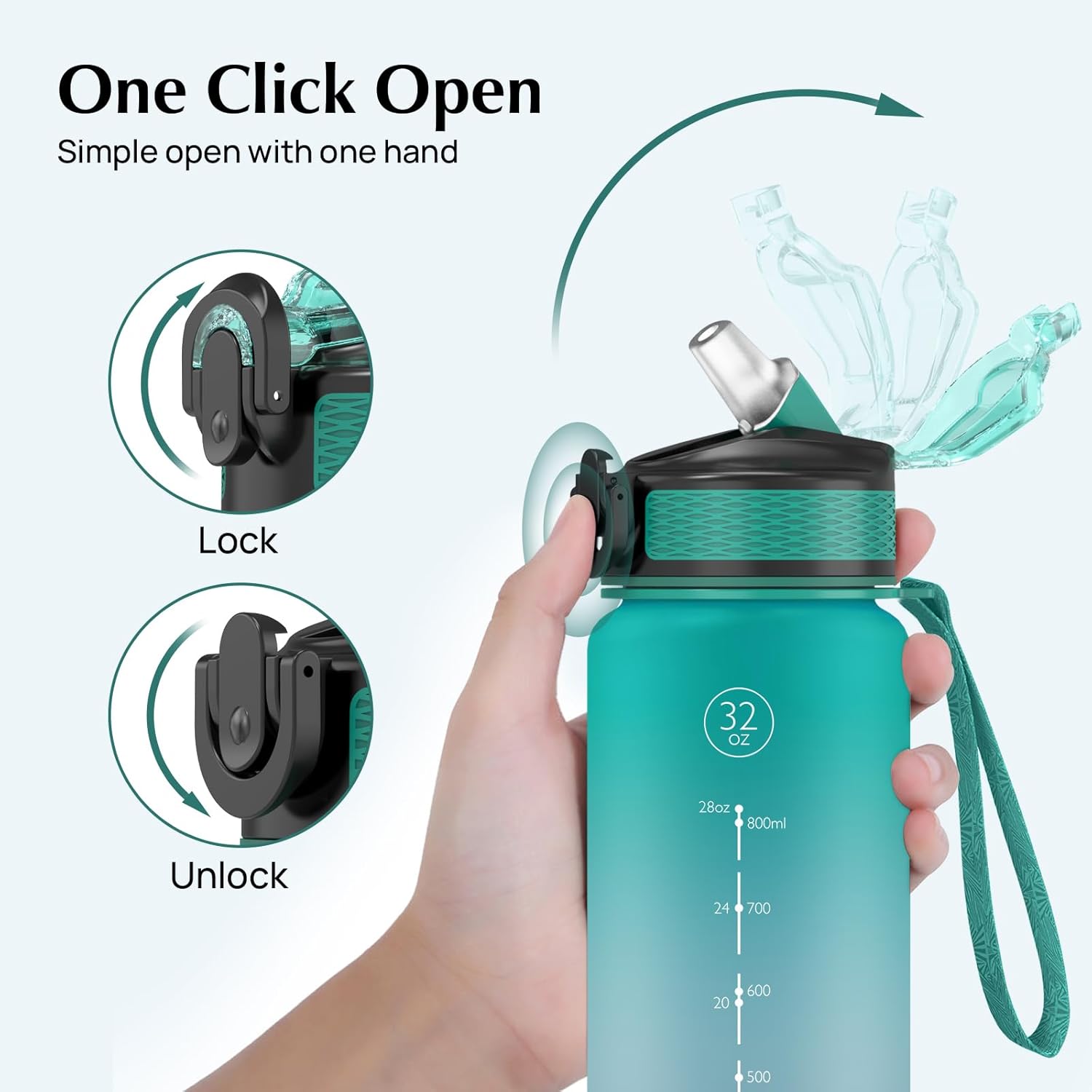 Detalle de NAVTUE water bottle 1L with straw