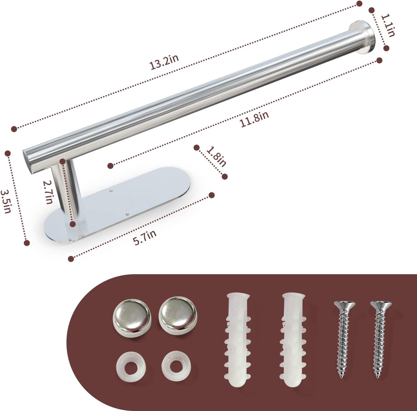 Detalle 2 de DEKAVA PTH-ALL1 Paper Towel Holder, SUS304 Stainless Steel, 13-Inch