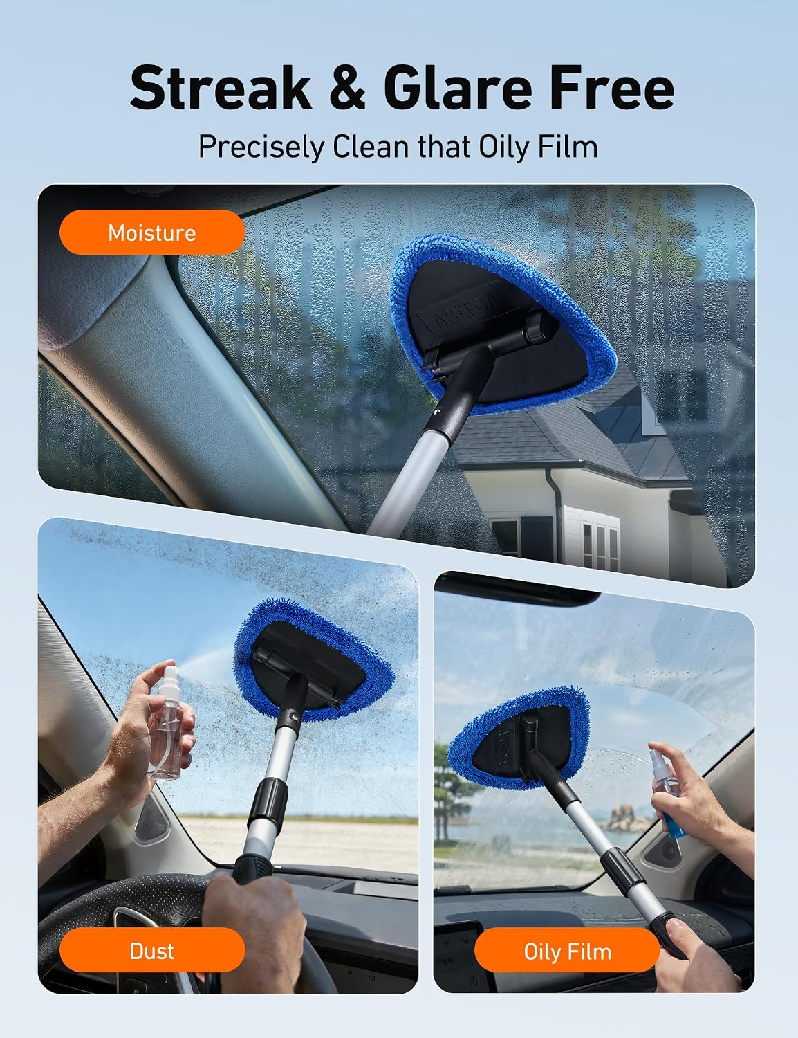 Detalle de AstroAI Windshield Cleaner Tool with Microfibre Pads