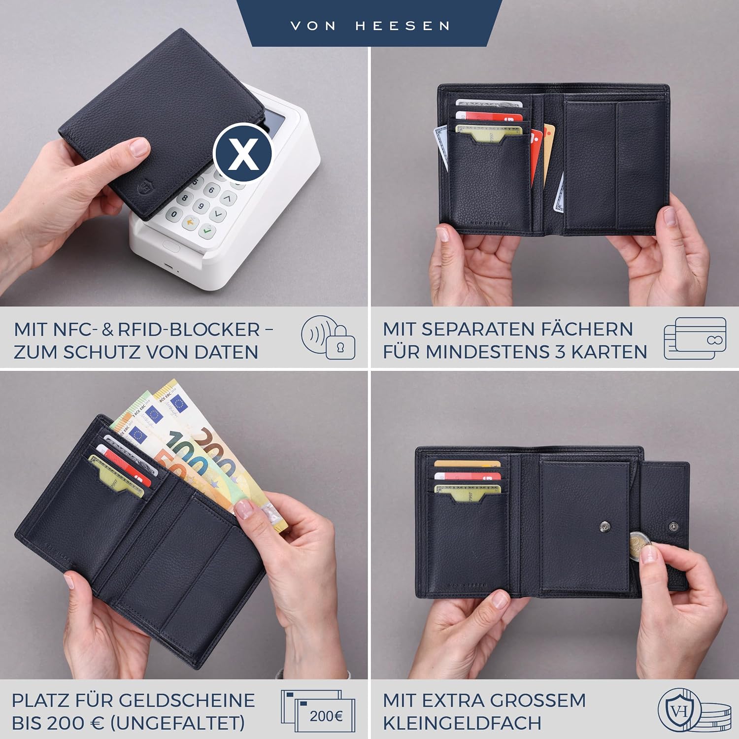 Detalle 2 de VON HEESEN Leder-Geldbörse mit RFID