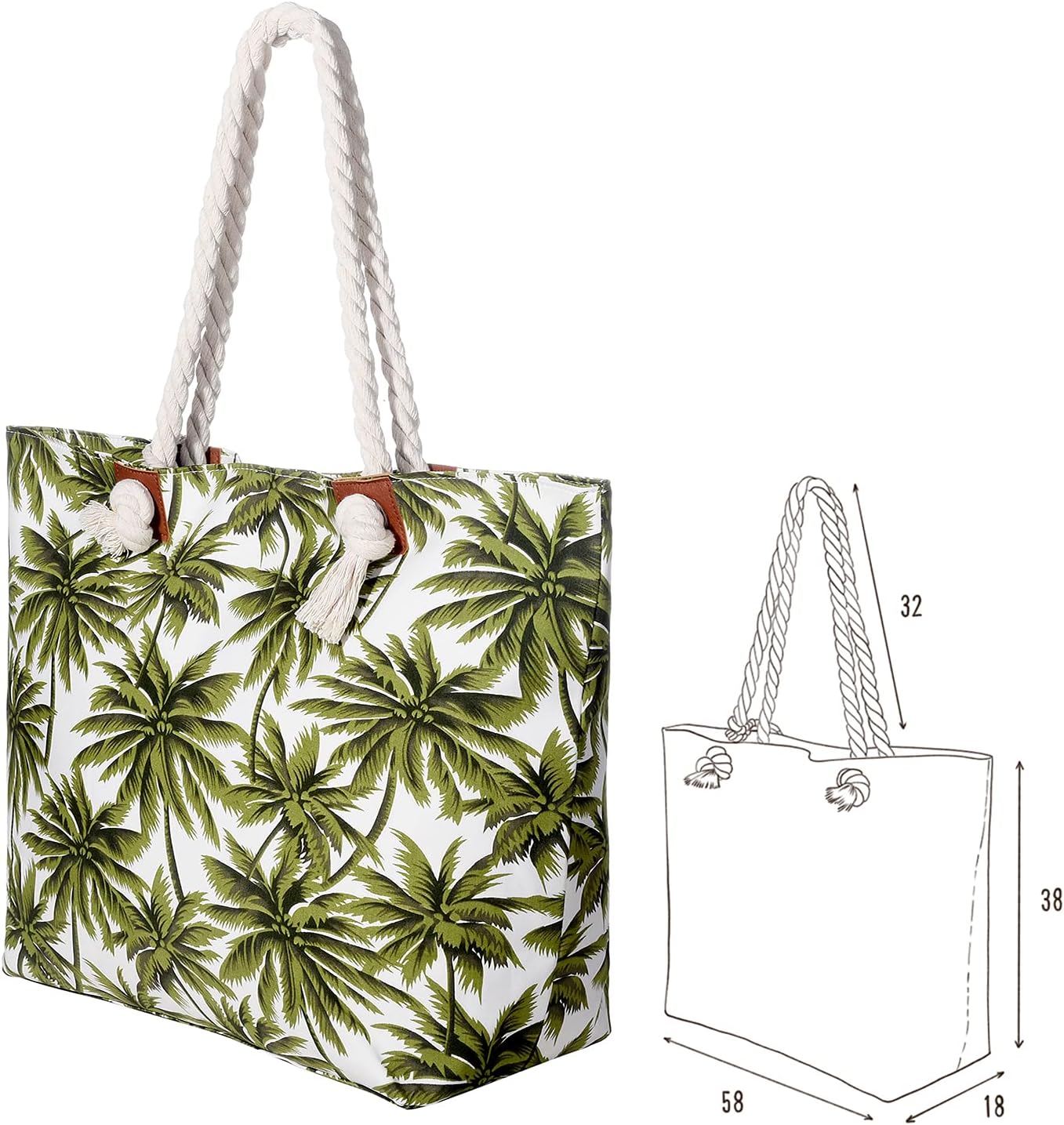 Thumbnail 3 de MASADA Grande borsa da spiaggia idrorepellente con cerniera, dimensioni 58 x 38 x 18 cm