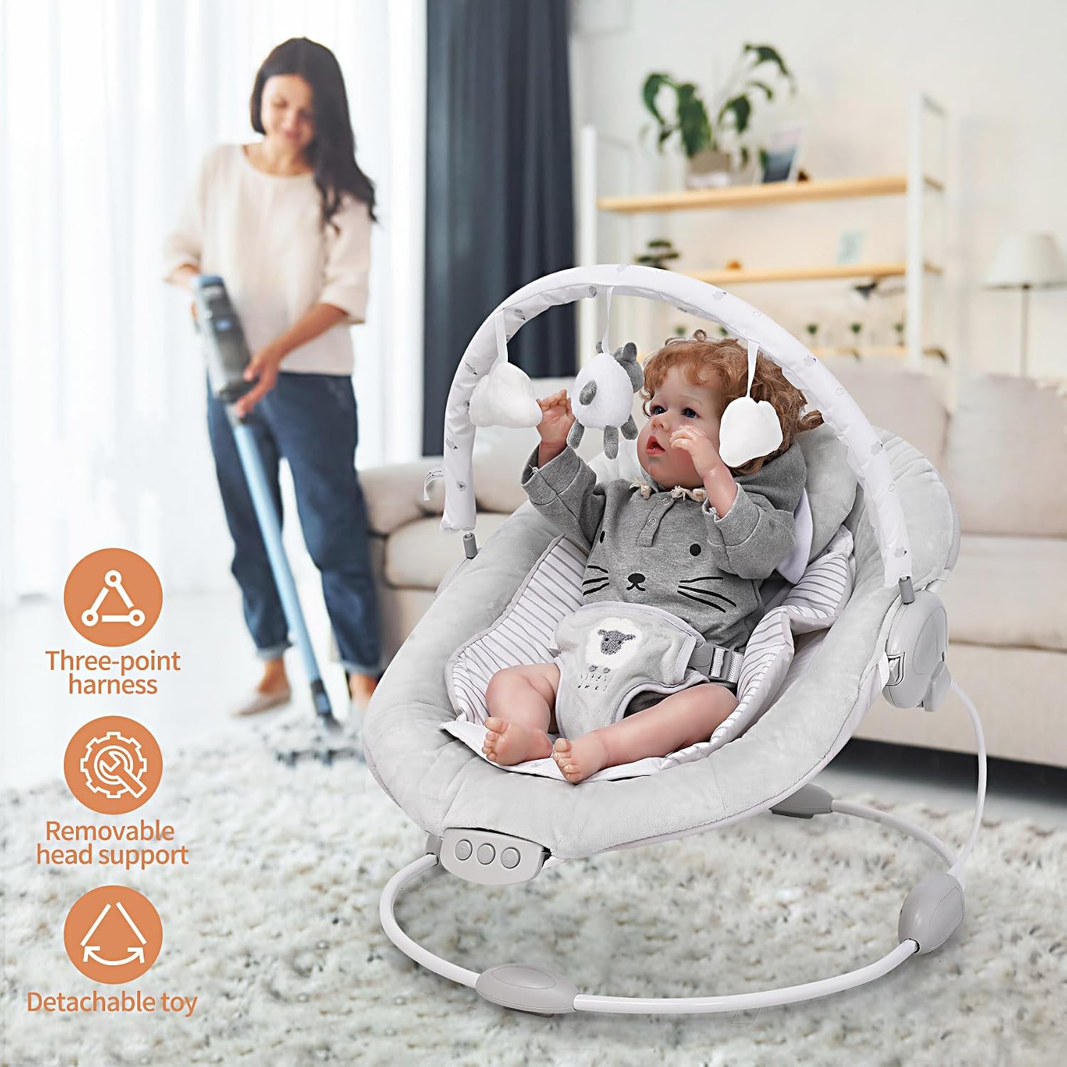 Detalle de LADIDA Soft Padded Lamb Bouncer 0–6 months