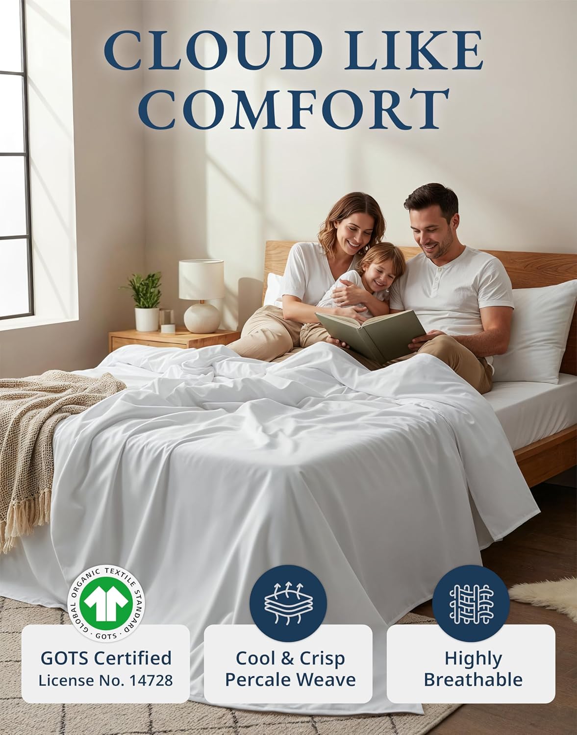 Thumbnail 1 de Lane Linen 100% Organic Cotton King Size Sheets Set