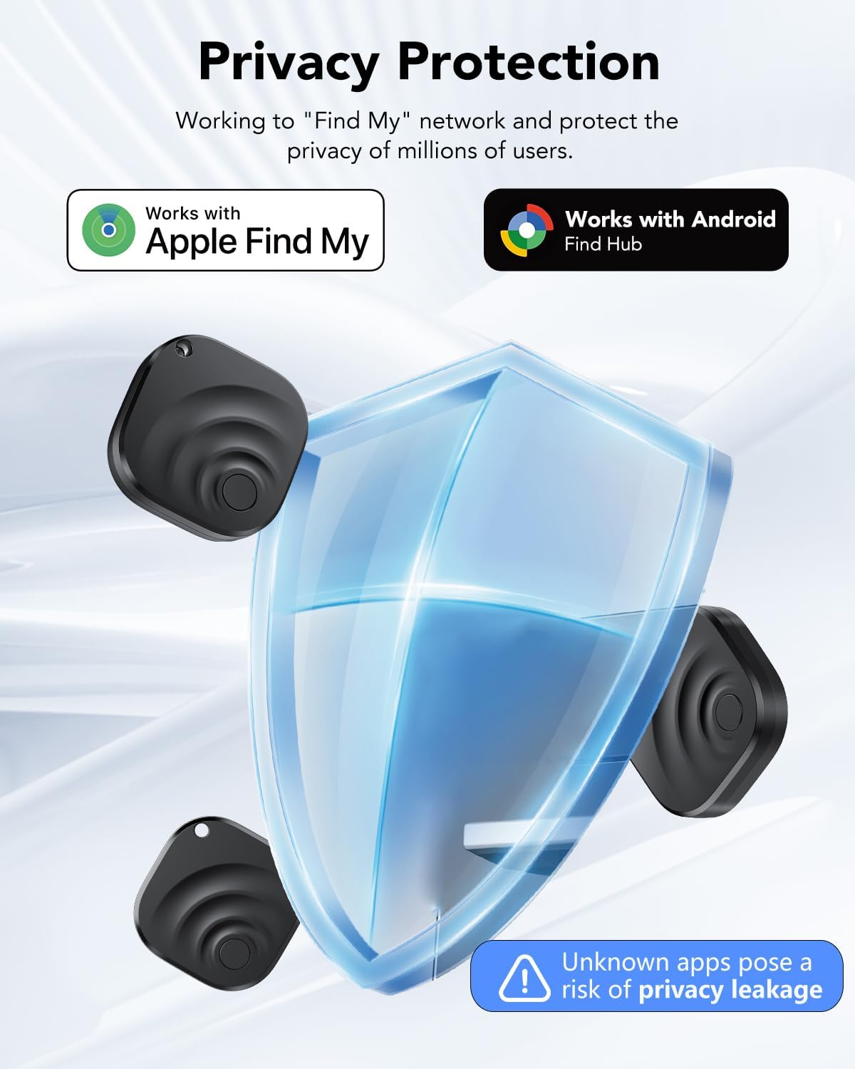Thumbnail 2 de TIMU Smart Tracker Tag 4 Pack (Bluetooth 5.4) for iOS & Android, works with Find My apps, IP67, 2 years, Black