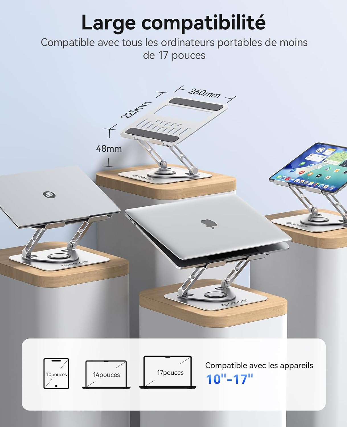 Thumbnail 4 de ORICO Support Ordinateur Portable Ergonomique Rotatif 360° (ST12) – Argent, 10–17,3 po