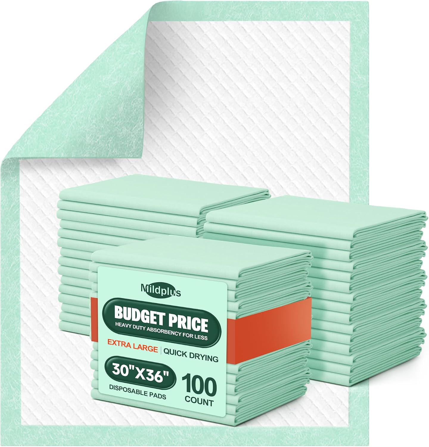Detalle de MILDPLUS MP-30X36-Super-100 Disposable Bed Pads, 30" x 36", 100 Count