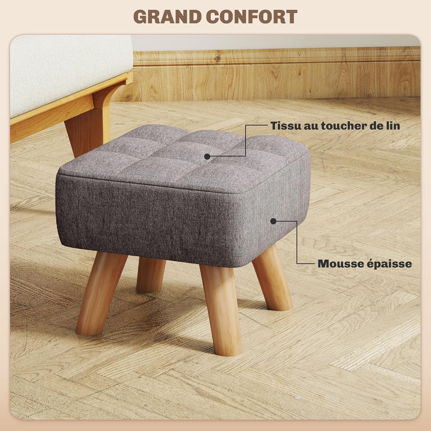 Detalle 1 de HOMCOM repose-pieds 27 x 27 x 26 cm
