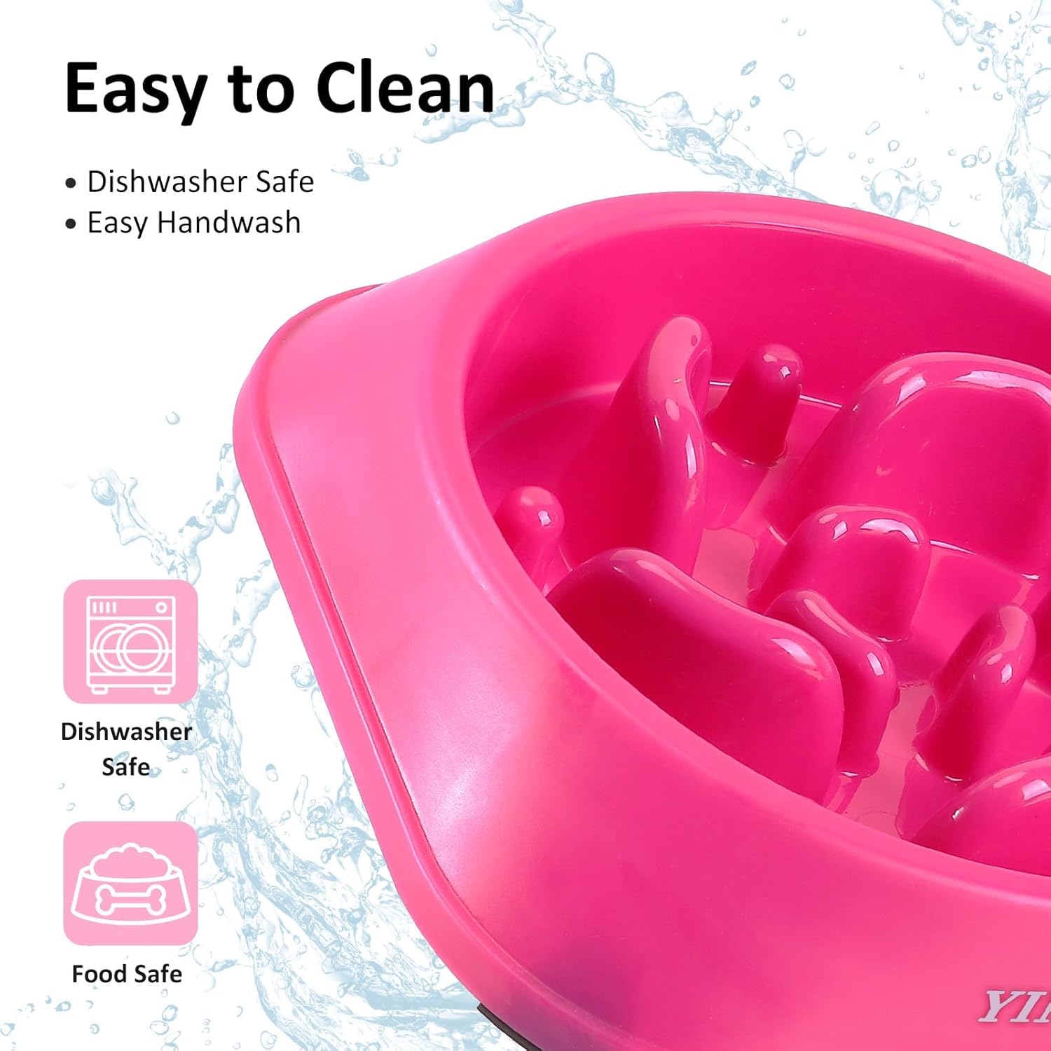 Thumbnail 6 de YINEYA Slow Feeder Dog Bowl – Rose Red, Anti-Gulping Maze Design for Small to Medium Dogs