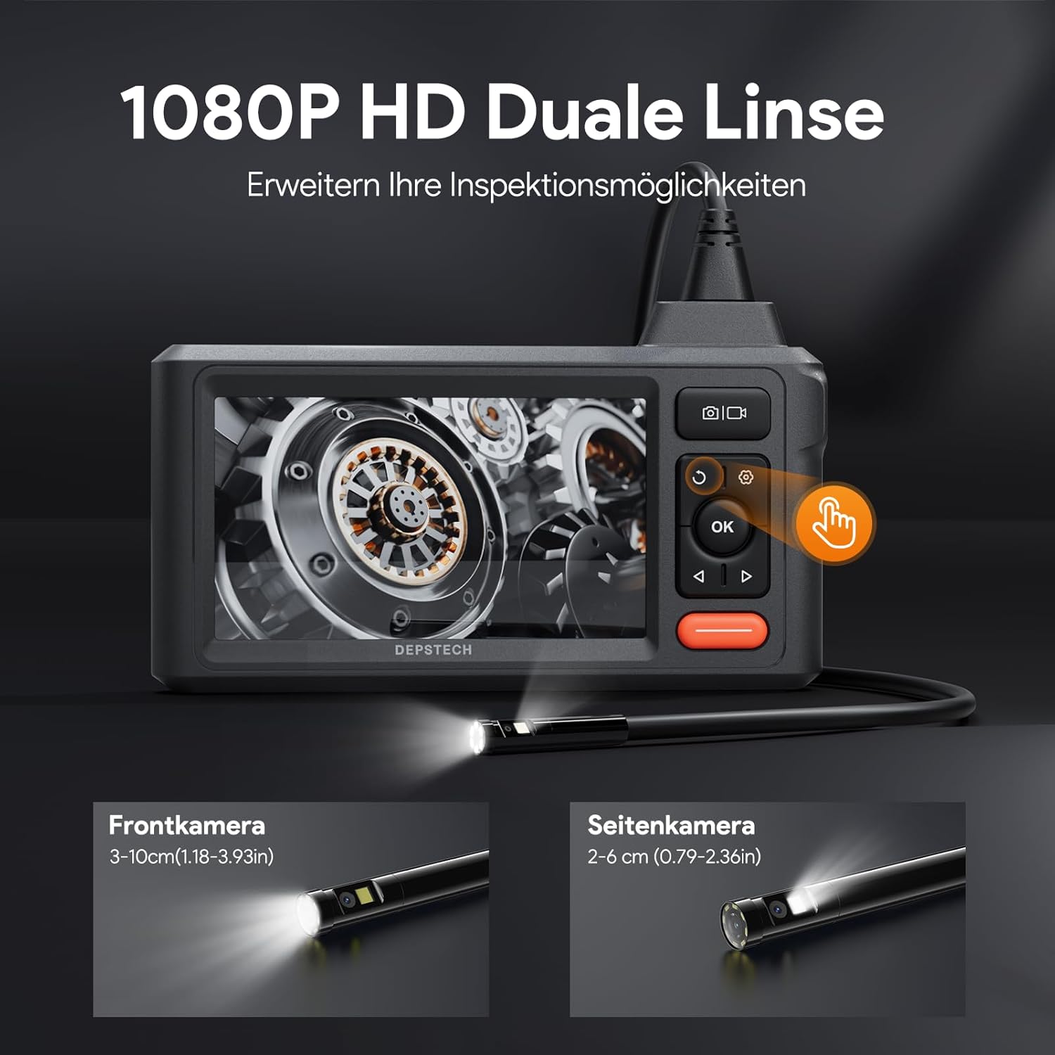 Thumbnail 2 de DEPSTECH DS620 Dual-Lens Endoskopkamera mit Licht (1080P, IP67, 5-Zoll-IPS, 5 m)