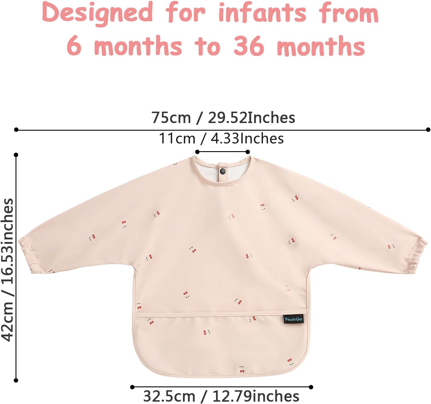 Thumbnail 1 de PewinGo Weaning Bib with Long Sleeves & BLW (M) – Waterproof, Soft PU Coverall Bib for Baby Feeding