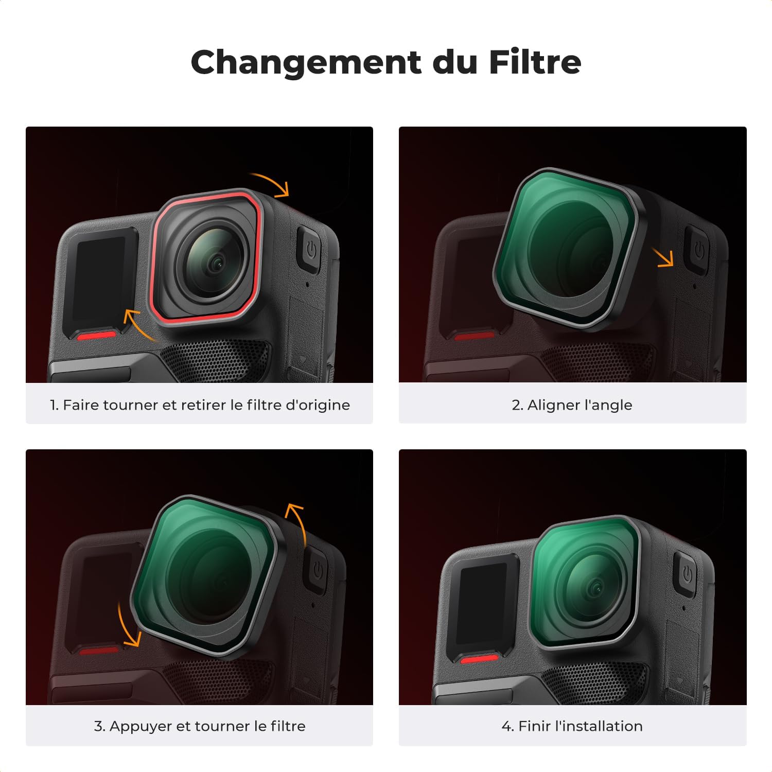 Detalle de K&F CONCEPT Filtre polarisant PL pour Insta360 Ace Pro 2 – réduction des reflets et amélioration du contraste