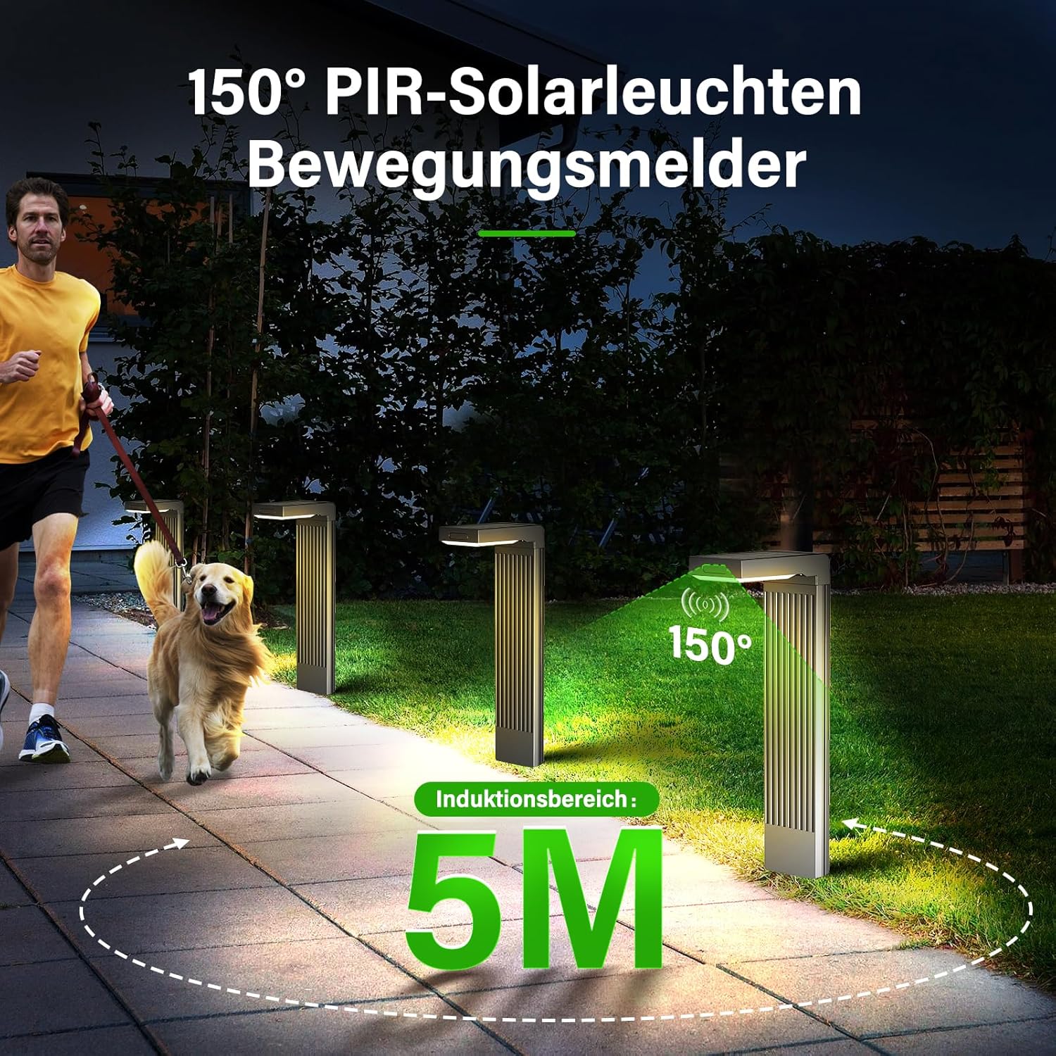 Thumbnail 1 de iseeway Solarleuchten Außen-Set (4 Stück) mit Bewegungsmelder, 400 lm, Farbwechsel 3000K/6500K, IP65