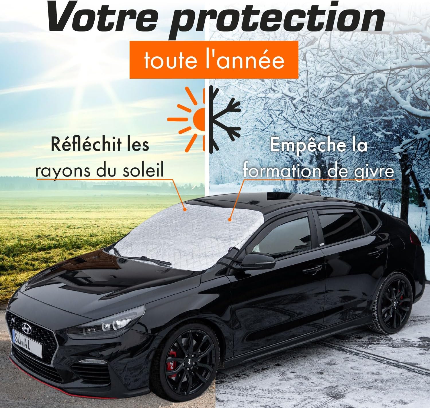 Detalle de Upgrade4cars Couverture pare-brise 145×100 cm